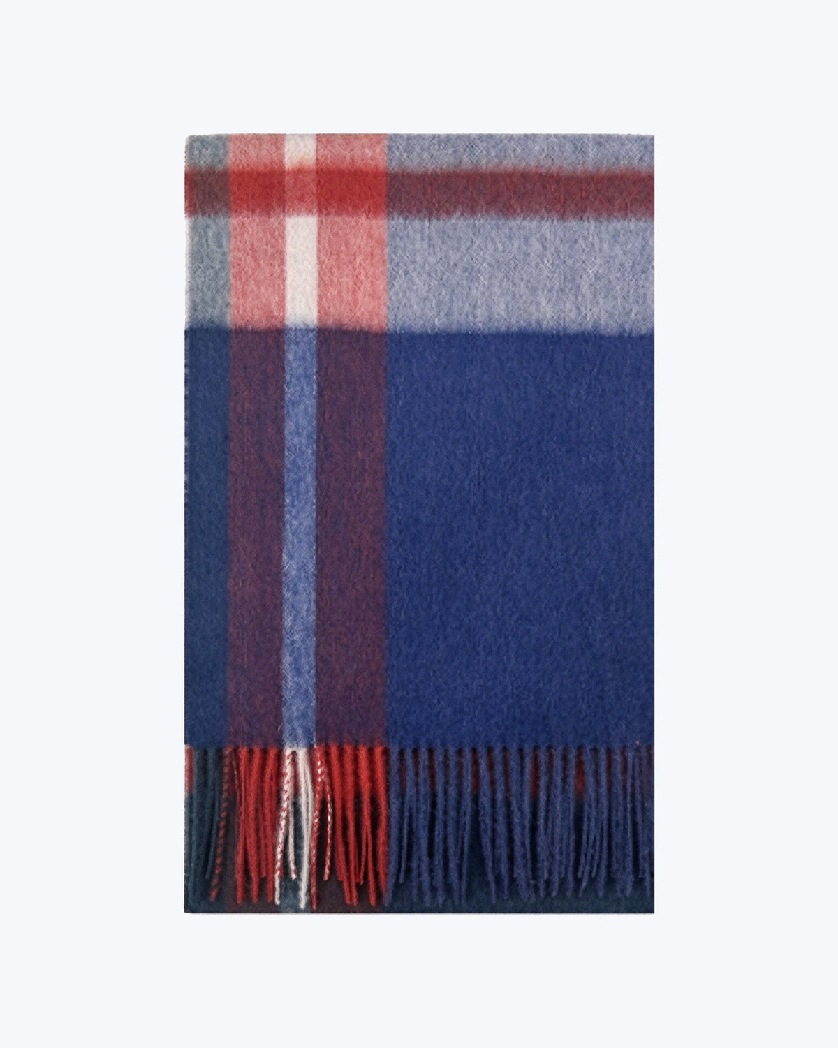 Knottery Plaid Cashmere Scarf - Navy & Red