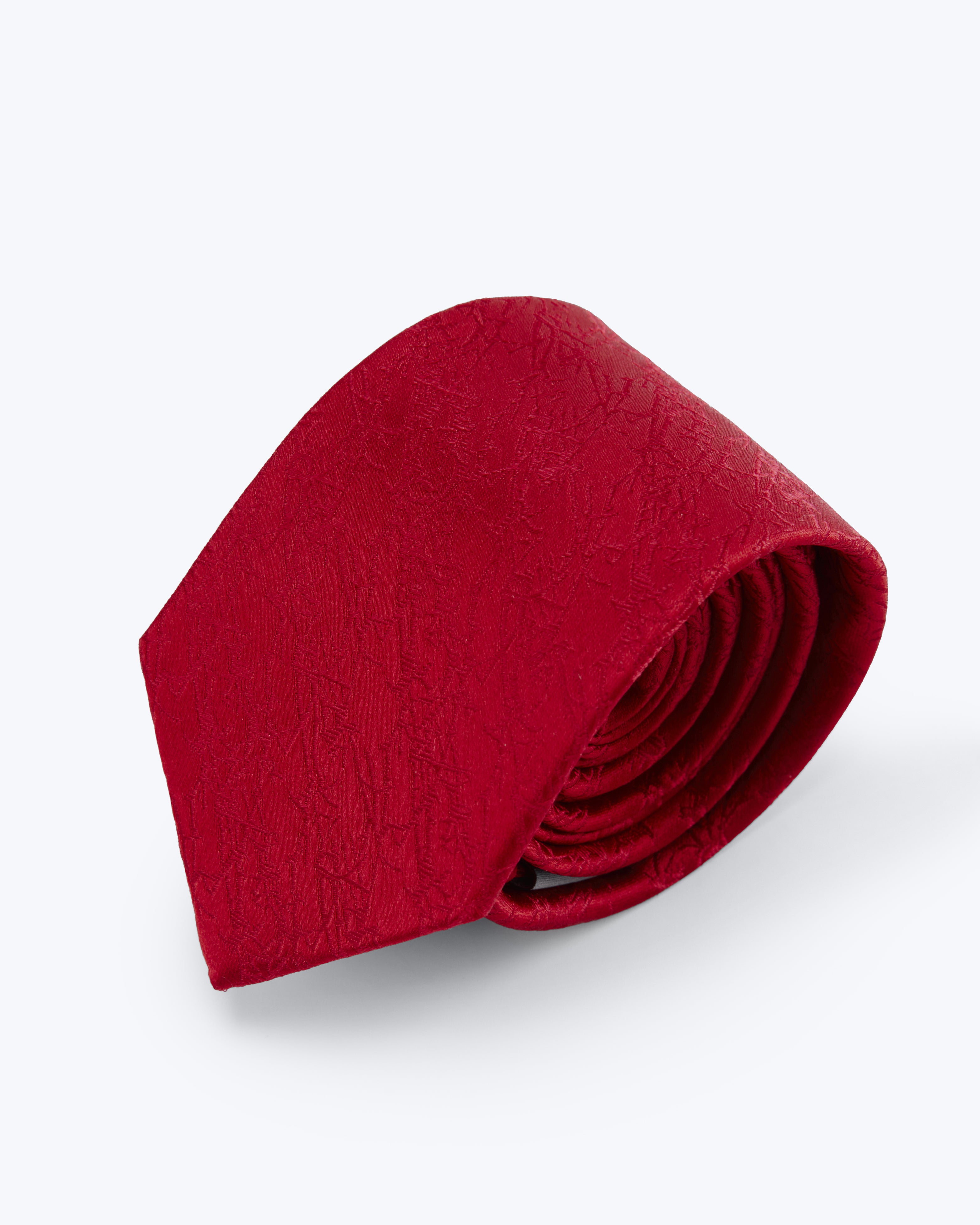 Bark Weave Silk Jacquard Tie - Red
