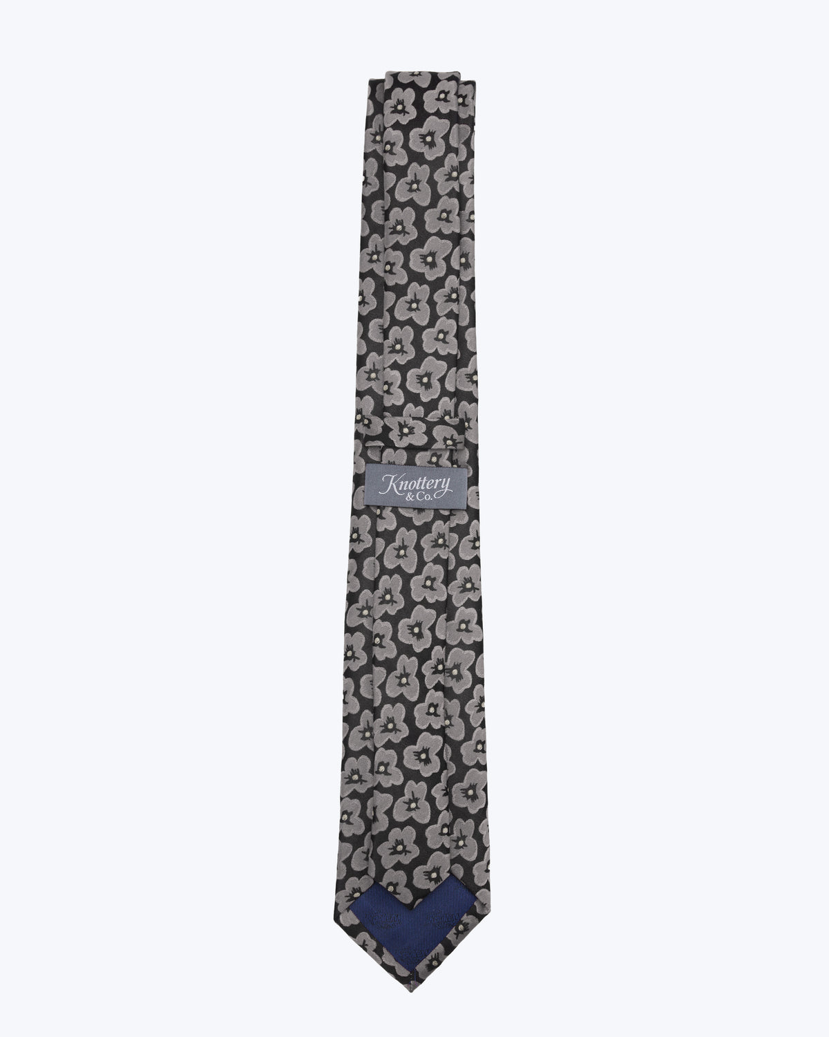 Poppy Blooms Silk Jacquard Tie - Grey