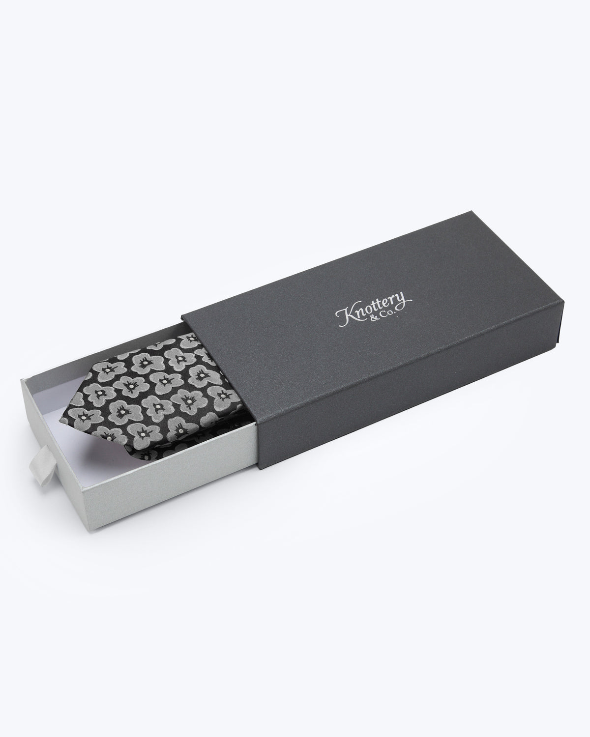 Poppy Blooms Silk Jacquard Tie - Grey