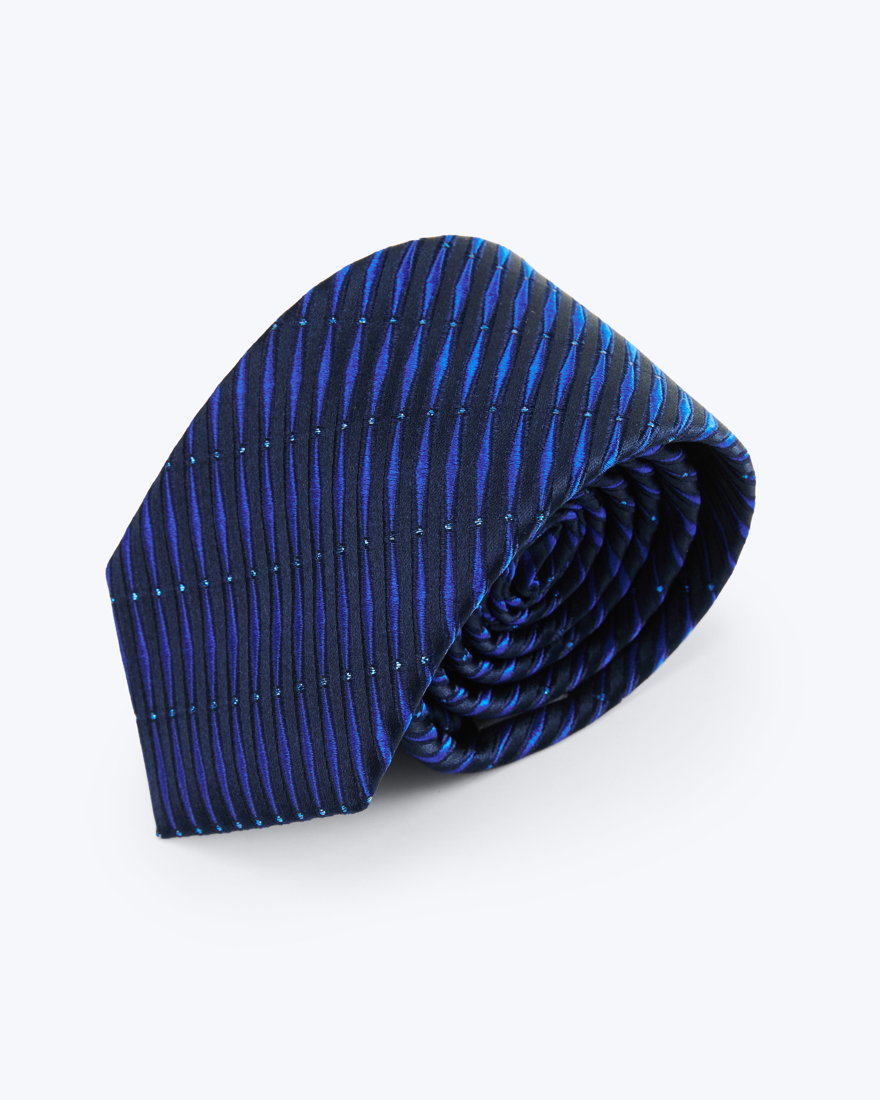 Ripple Lines Silk Jacquard Tie - Blue