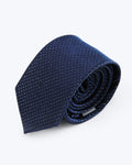 Grid Light Silk Jacquard Tie - Navy