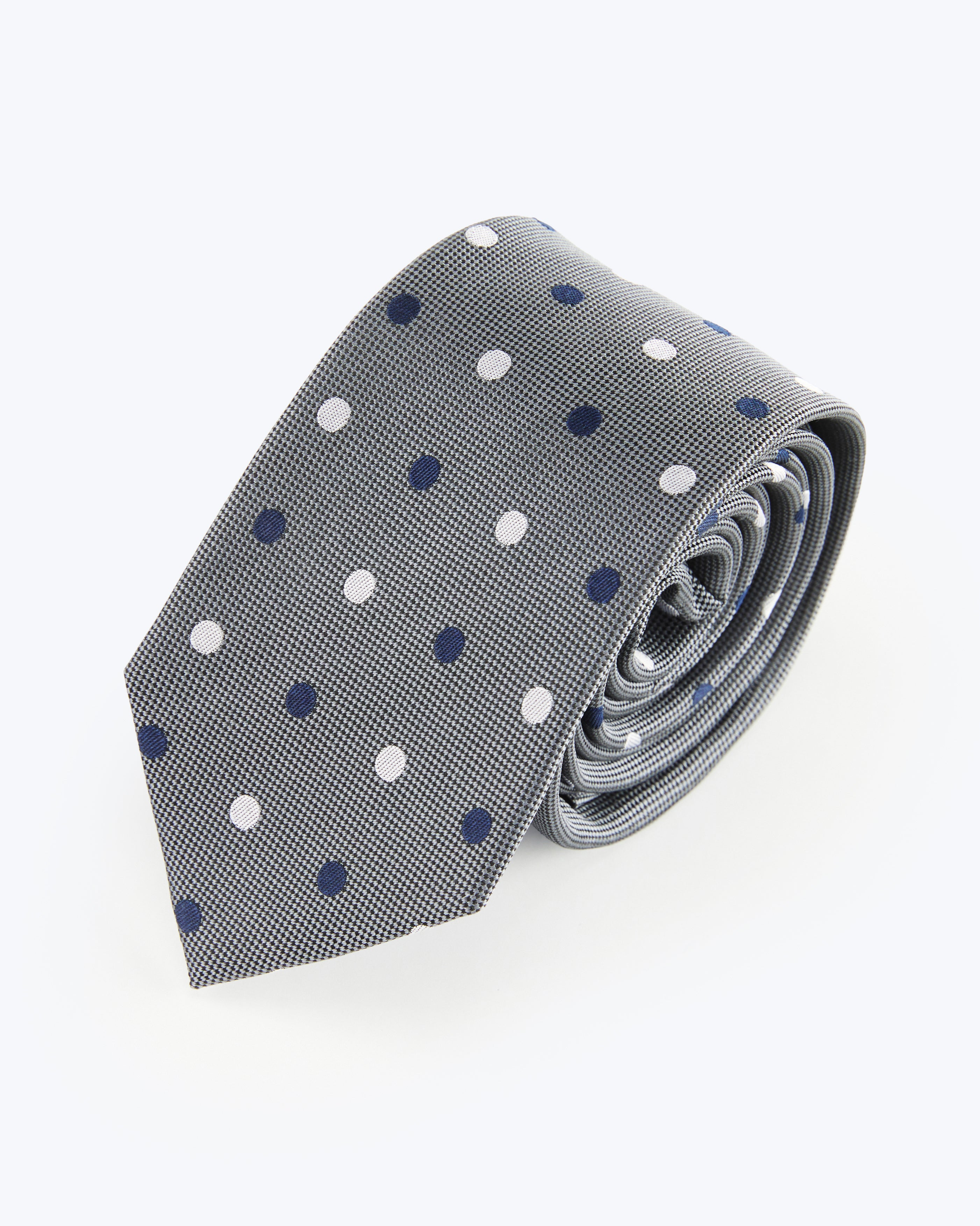 Polka Dot Silk Jacquard Tie - Grey