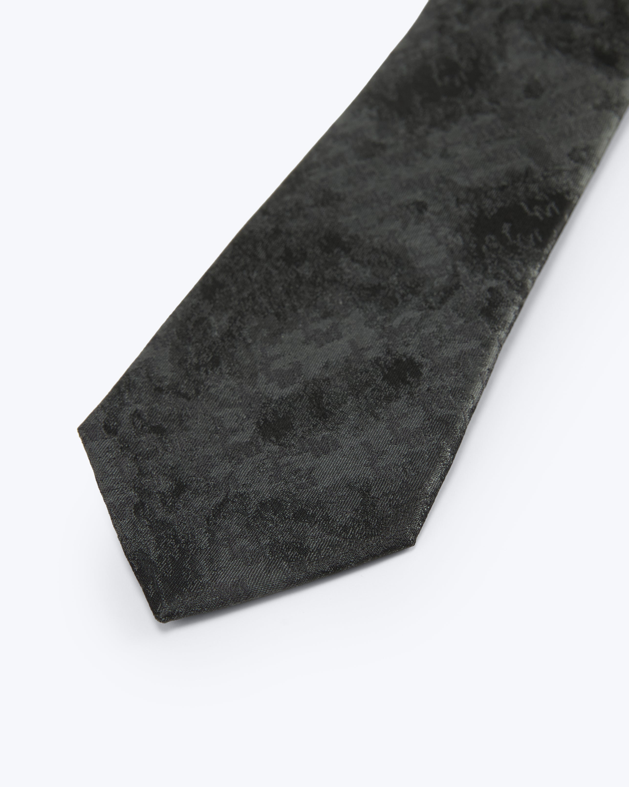 Marble Cloud Silk Jacquard Tie - Black