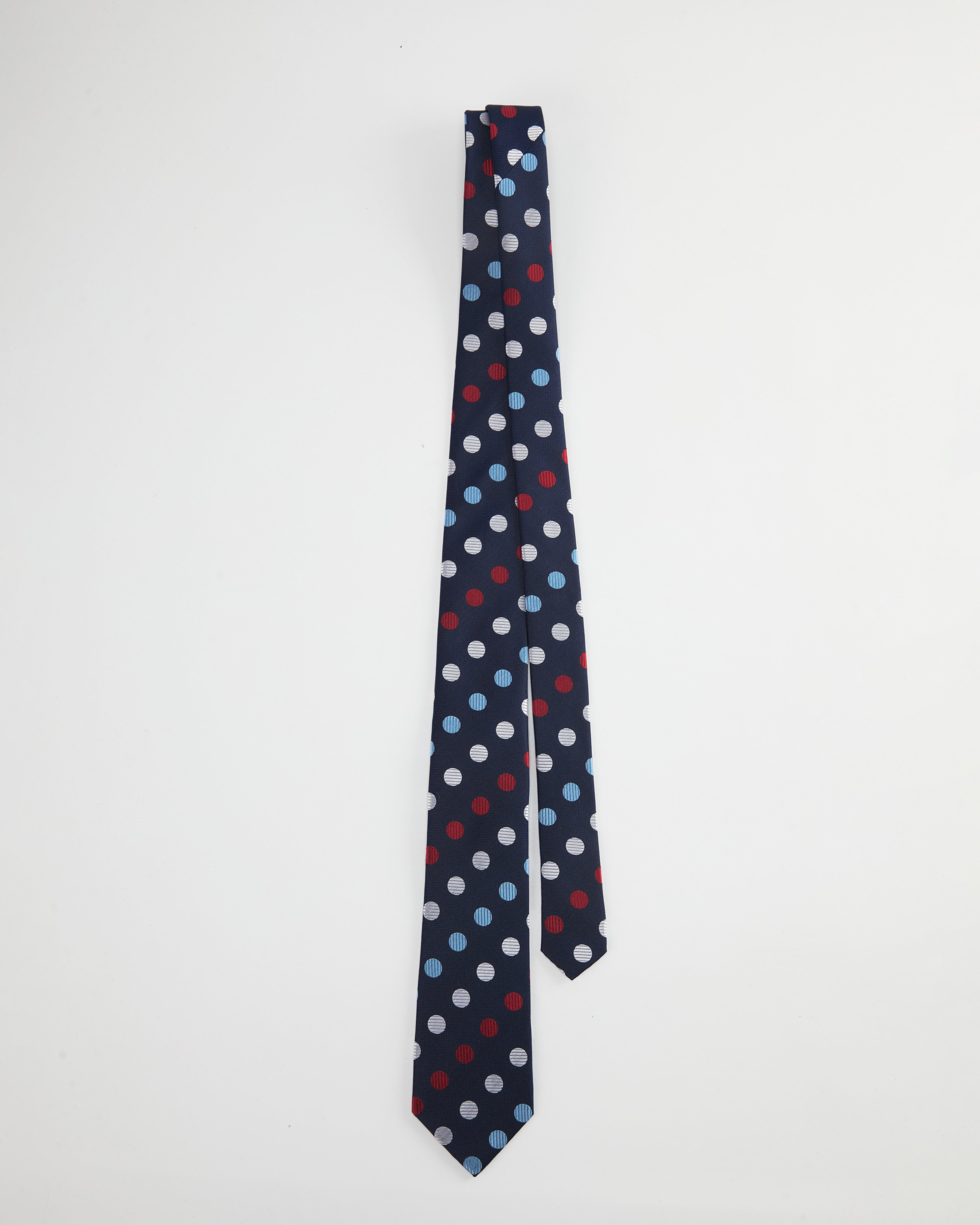 Tri-Color Dot Navy Silk Tie