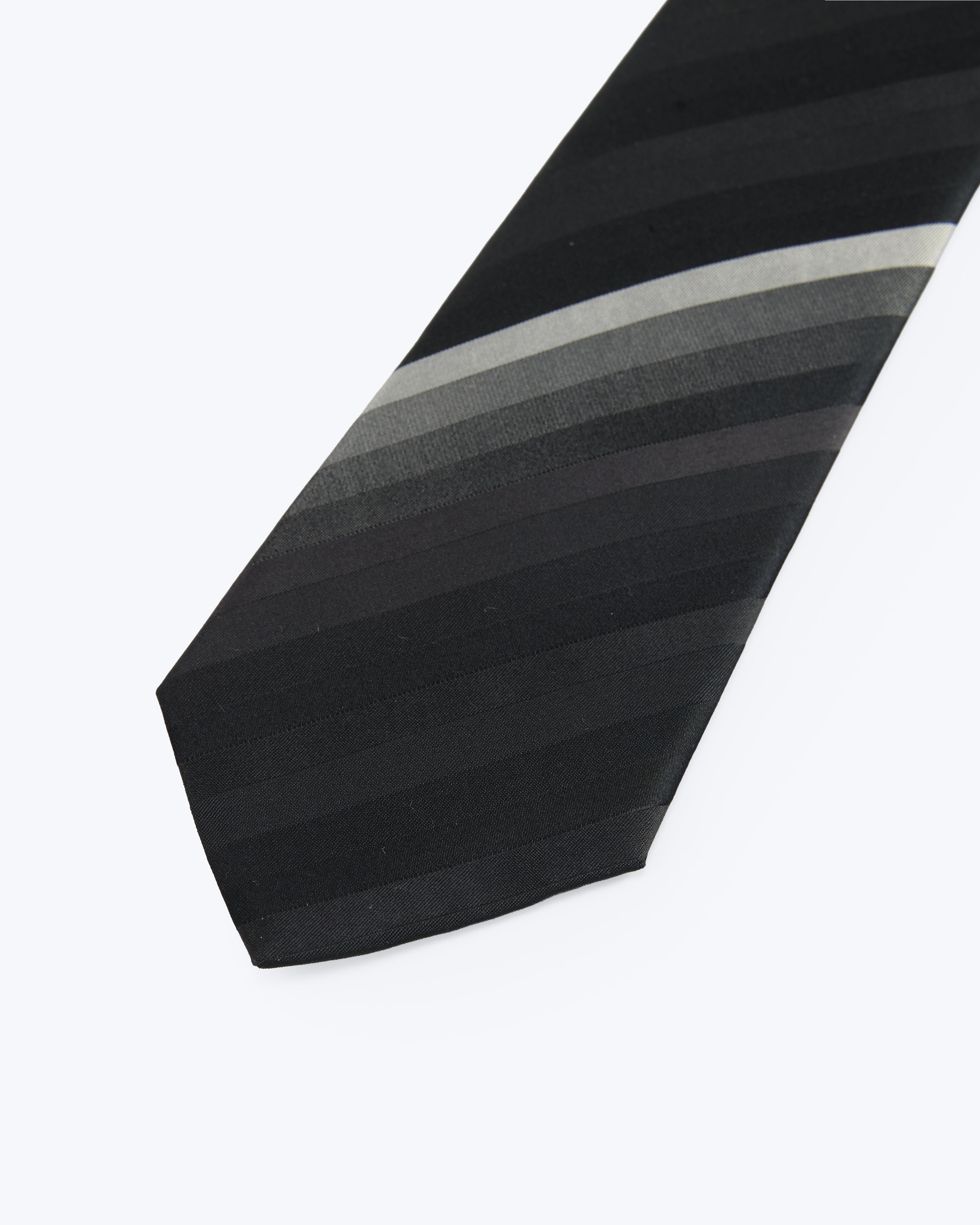 Gradient Striped Silk Jacquard Tie - Charcoal
