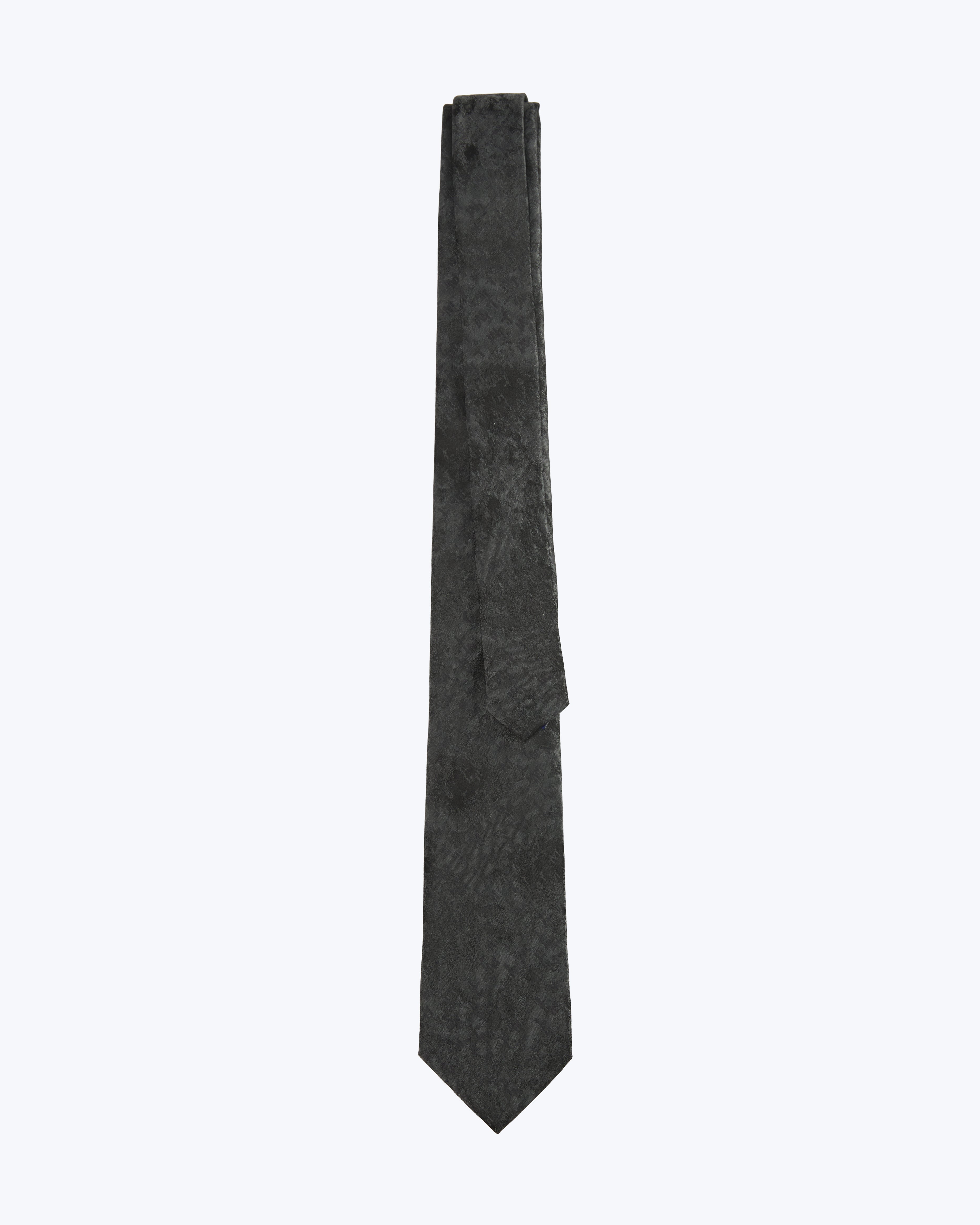 Marble Cloud Silk Jacquard Tie - Black