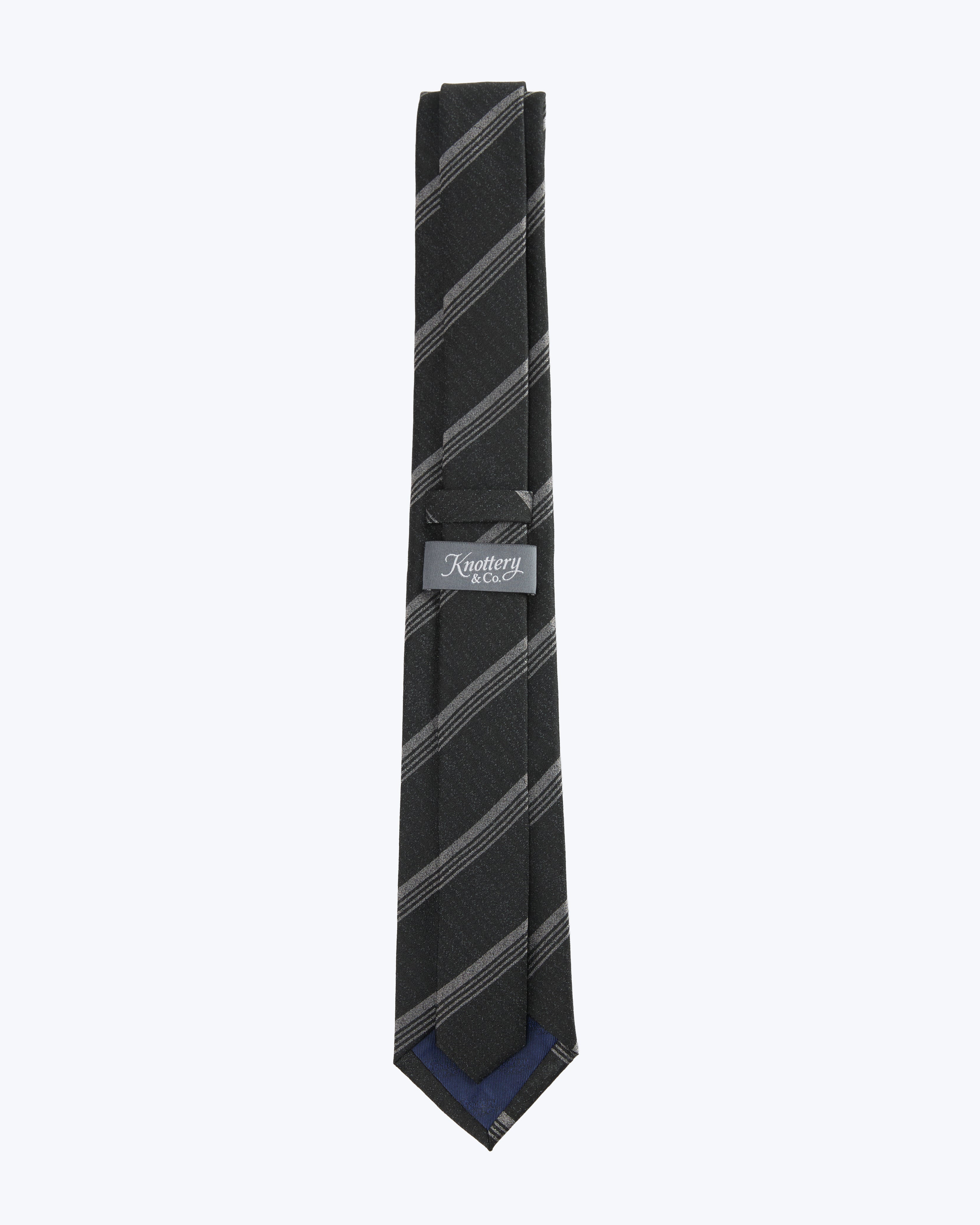 Triple-Striped Silk Jacquard Tie - Deep Grey