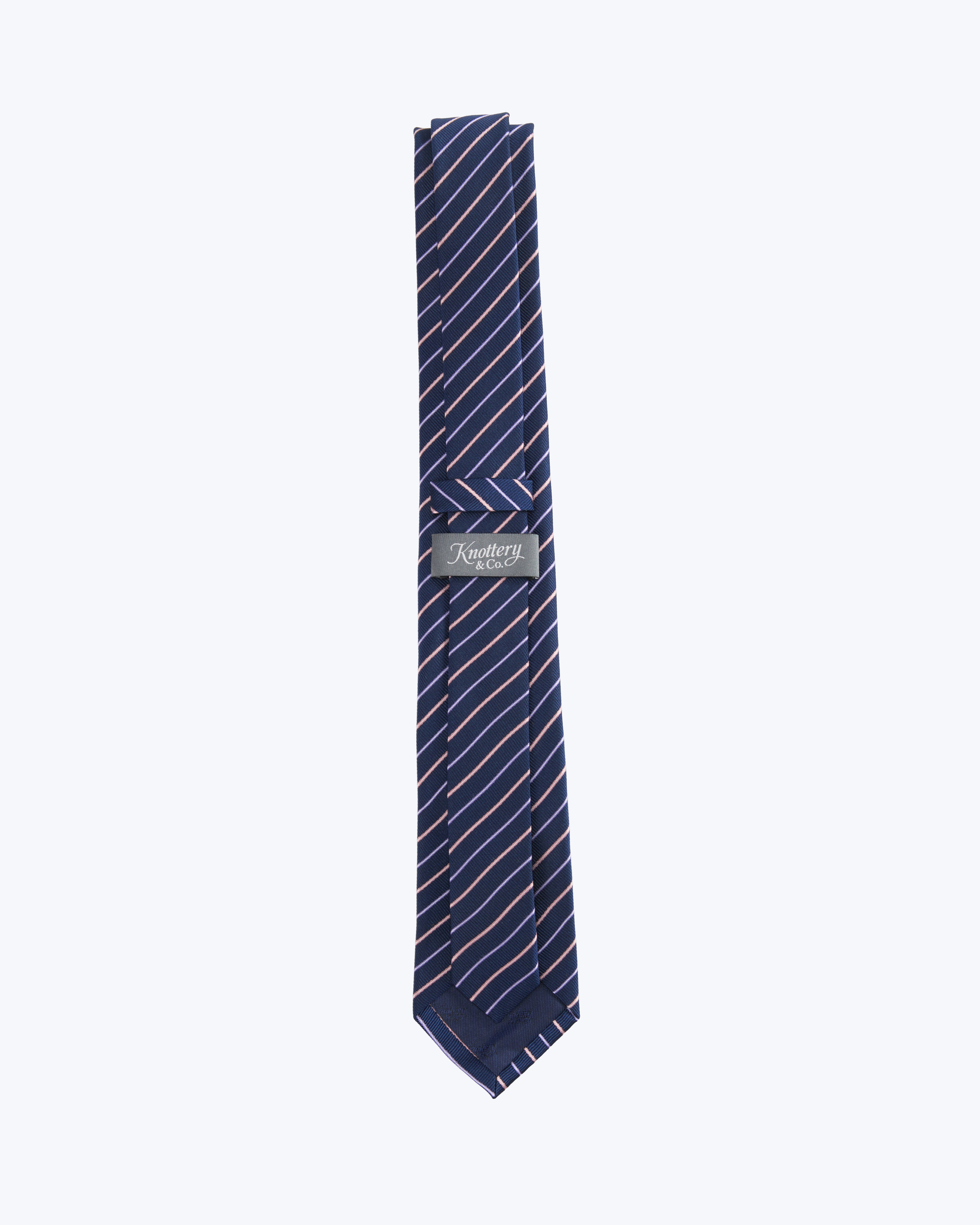 Blush Striped Silk Jacquard Tie - Blue