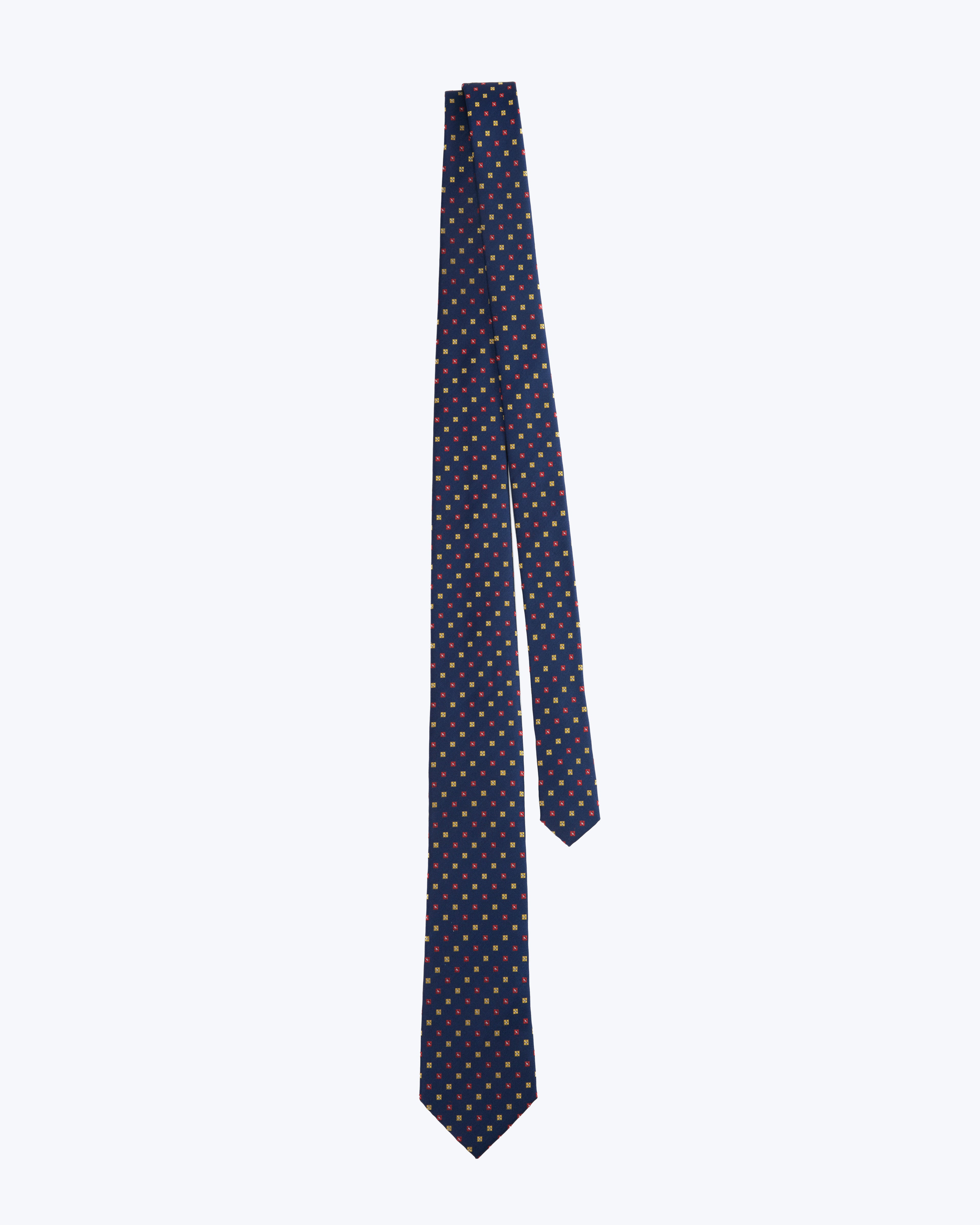 Diamond Blossom Silk Jacquard Tie - Navy