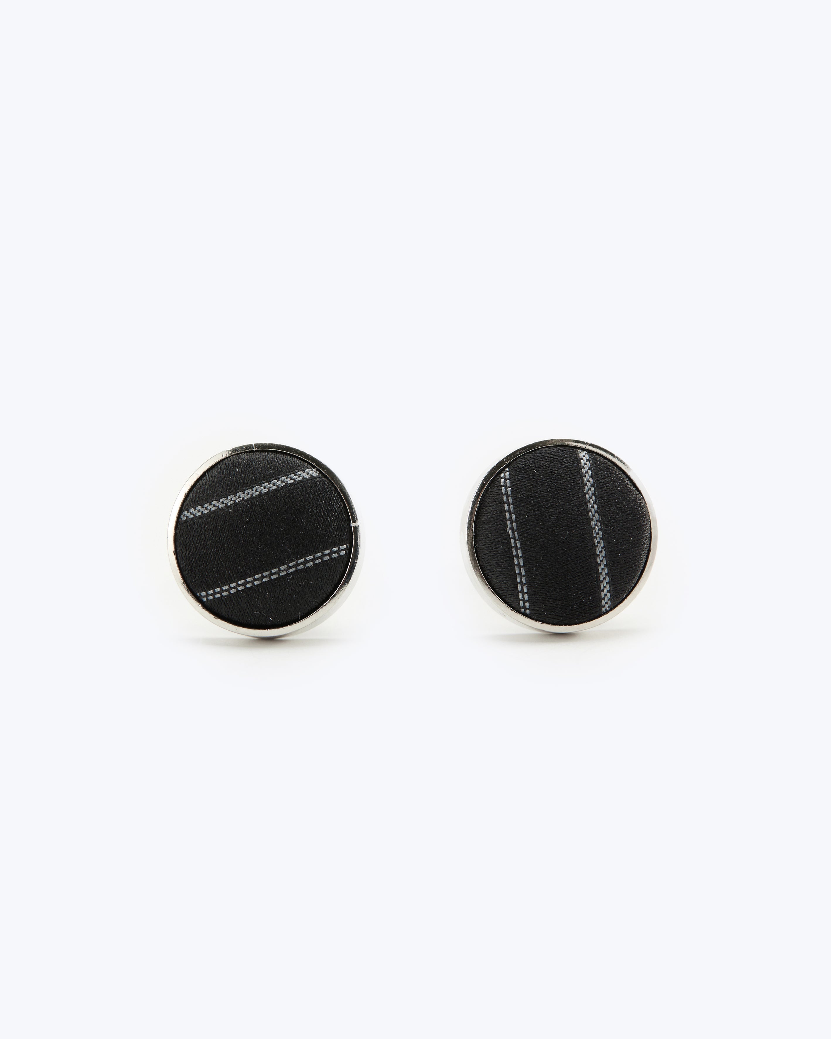 Pinstripe Silk Cufflinks - Jet Black