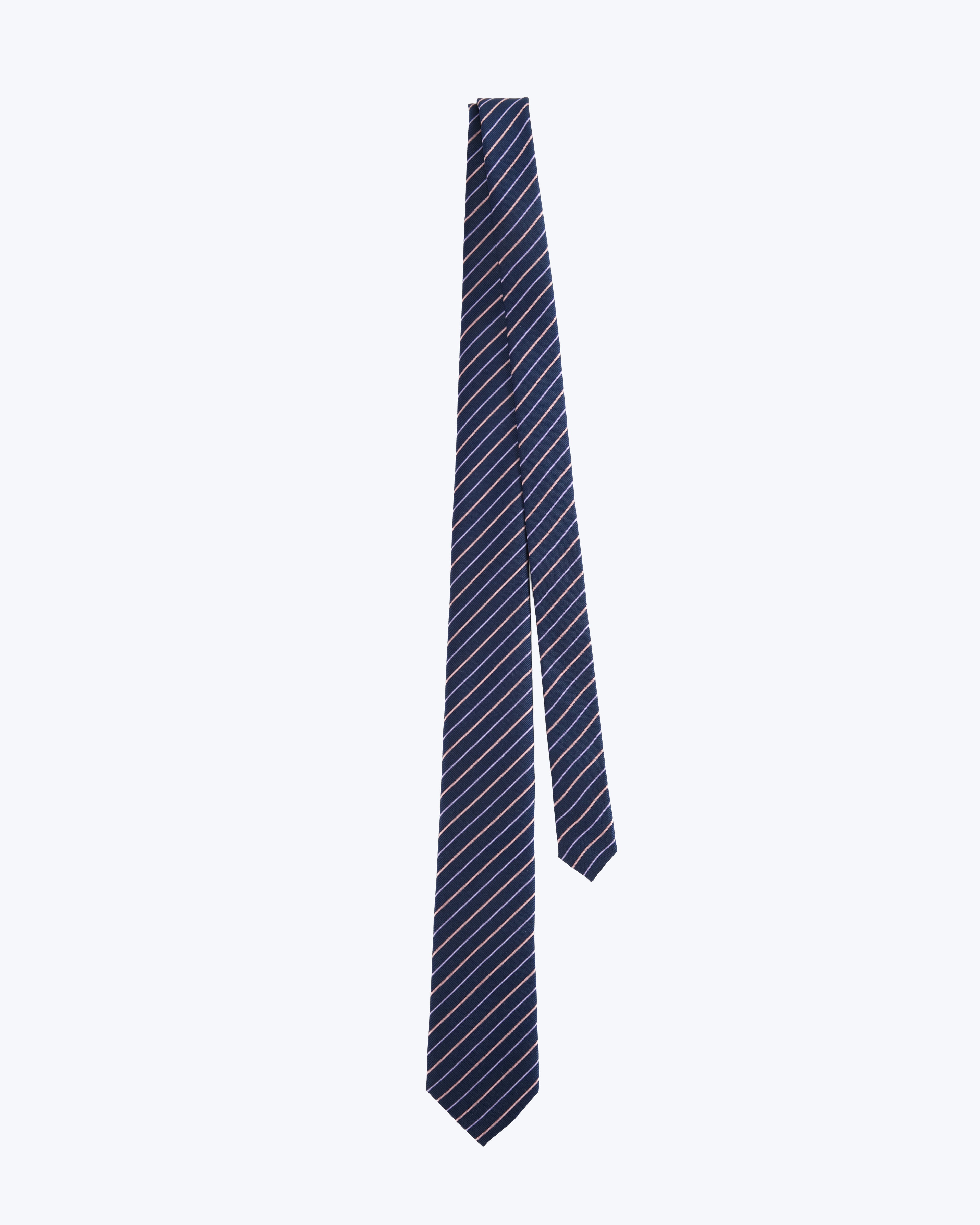 Blush Striped Silk Jacquard Tie - Blue