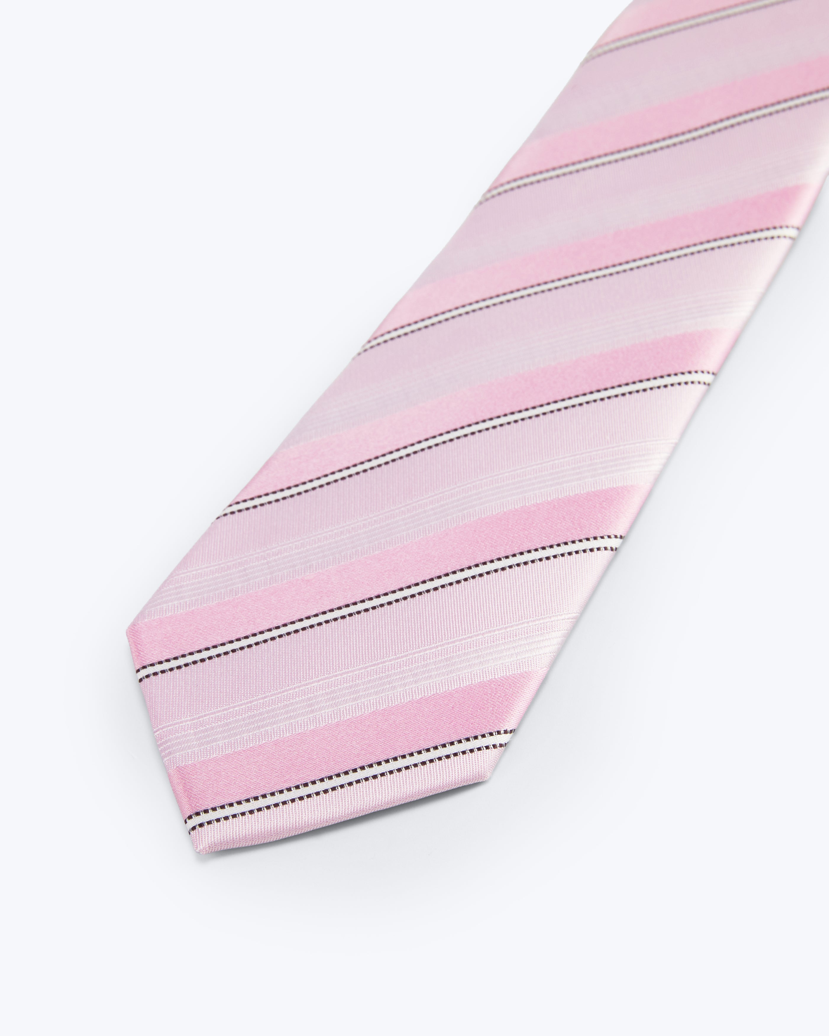 Soft Striped Silk Jacquard Tie - Pink
