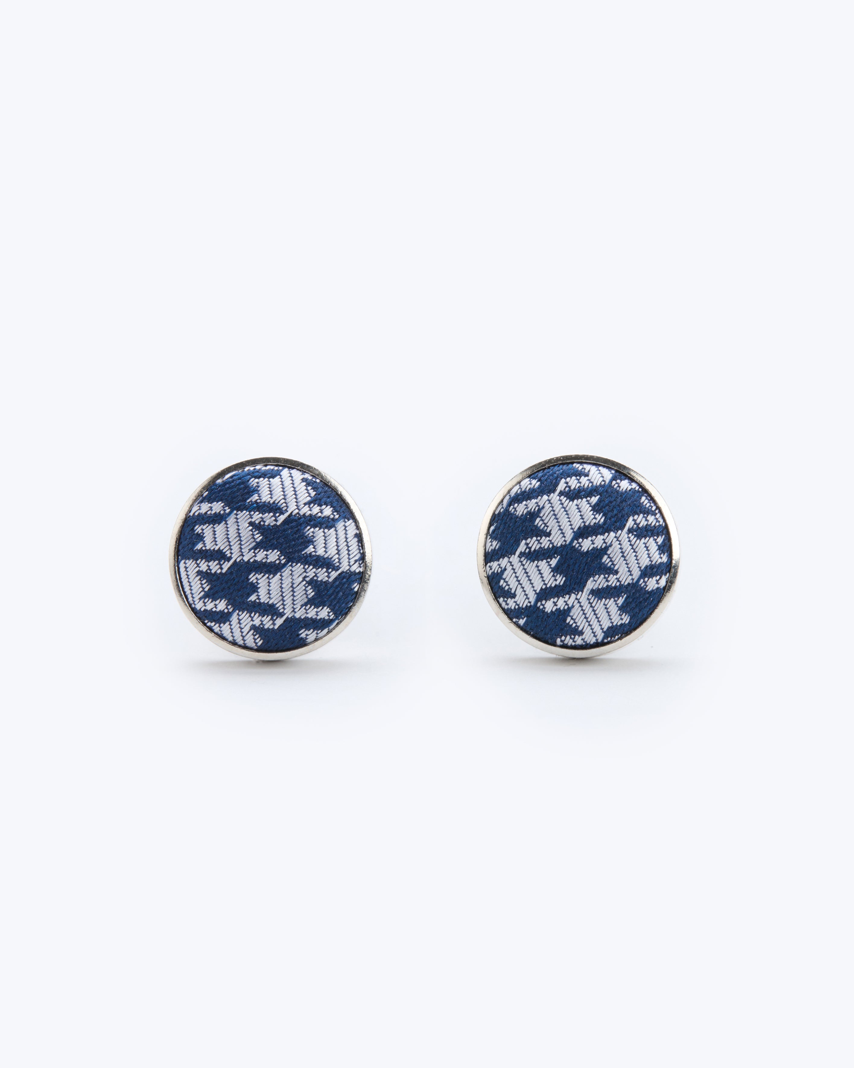 Houndstooth Heritage Silk Cufflinks - Navy