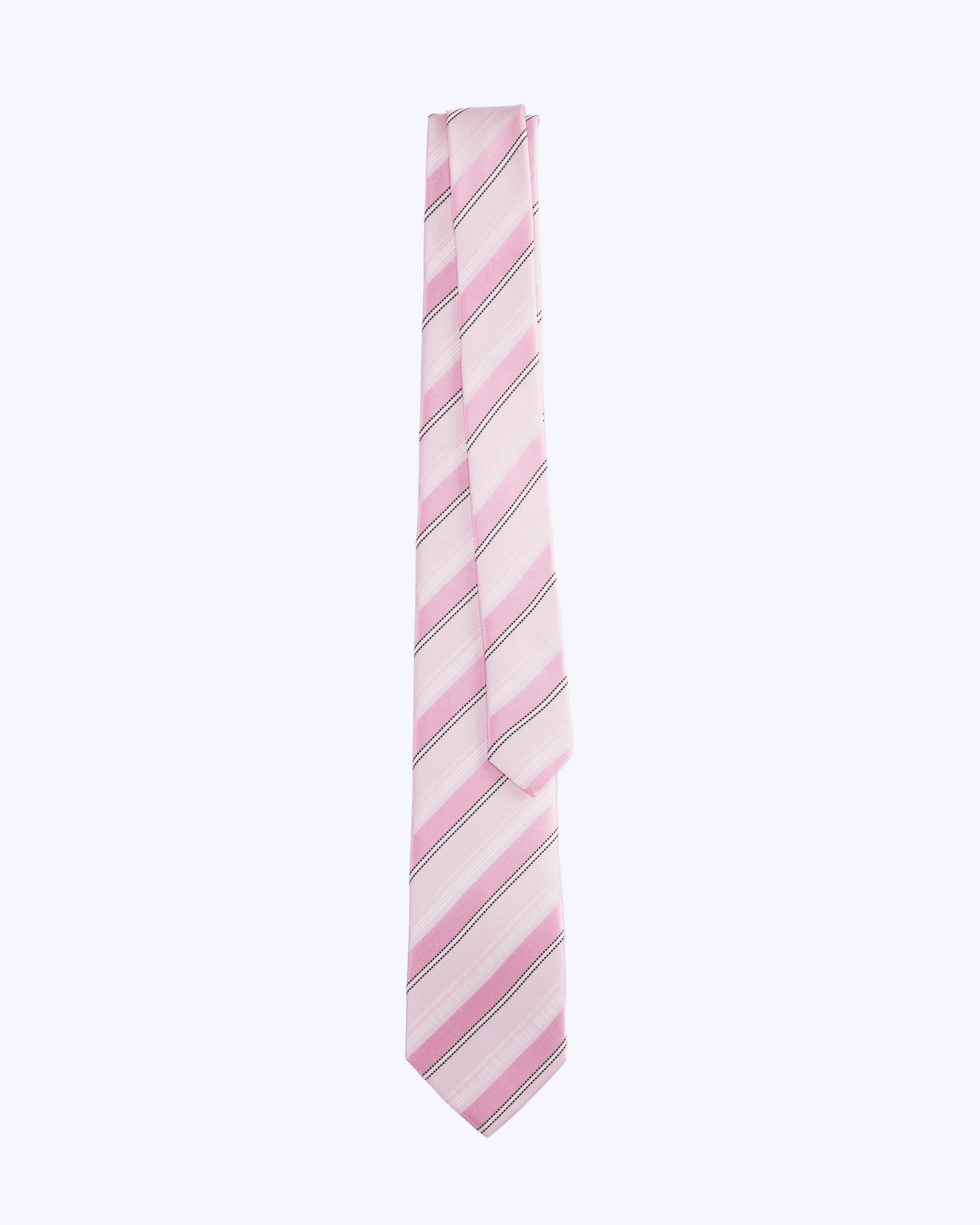 Soft Striped Silk Jacquard Tie - Pink