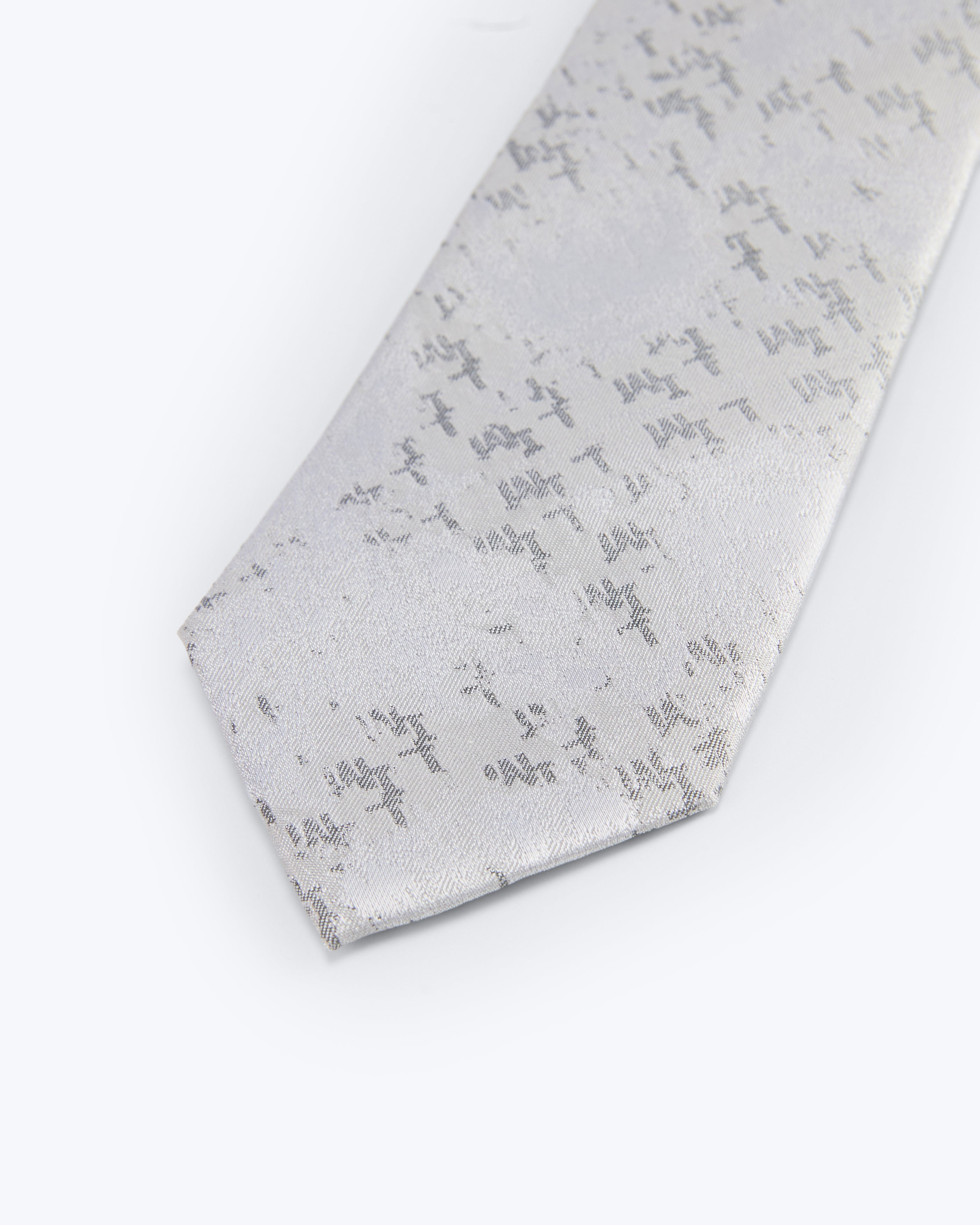 Modern Glacier Silk Jacquard Tie - Silver