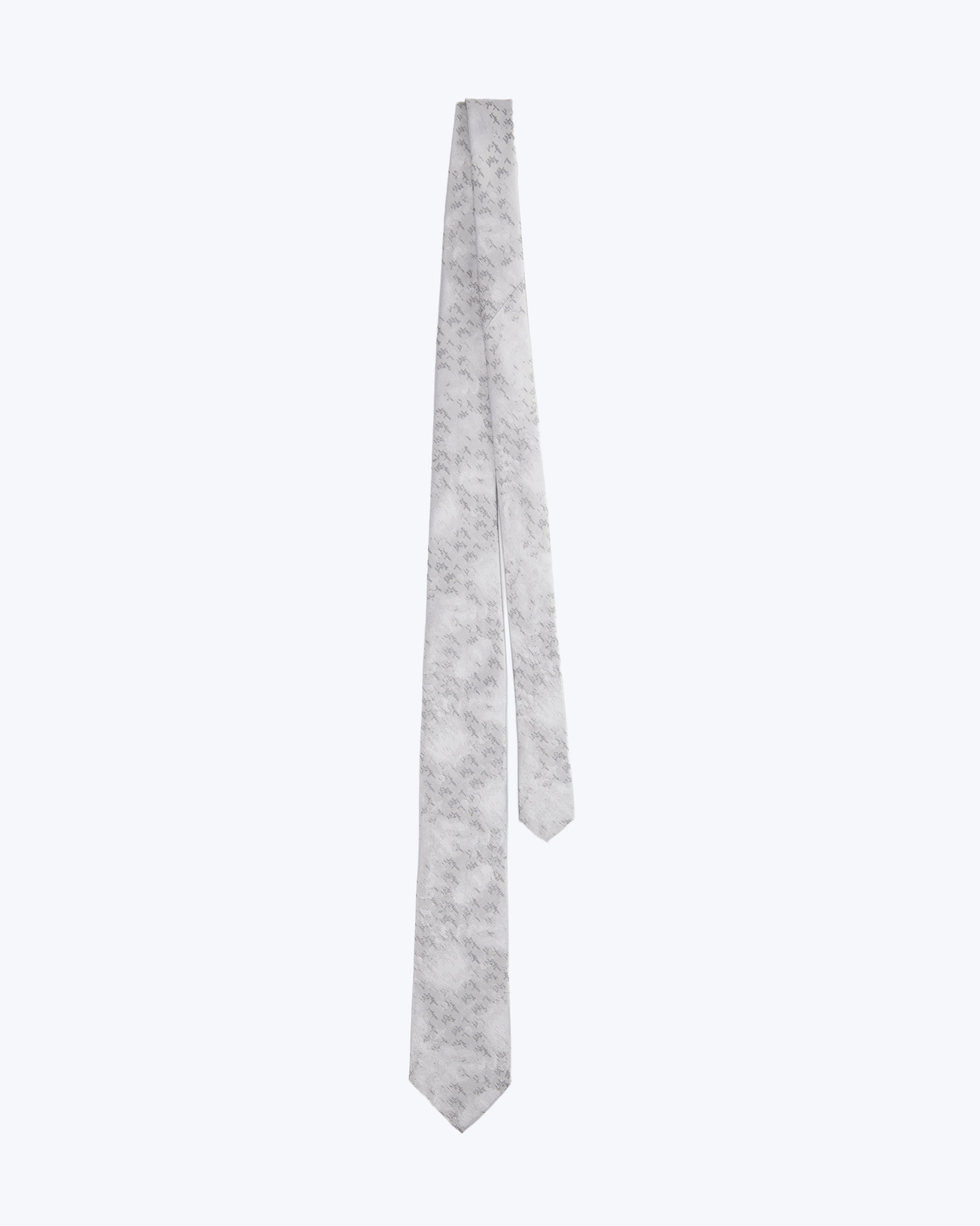 Modern Glacier Silk Jacquard Tie - Silver
