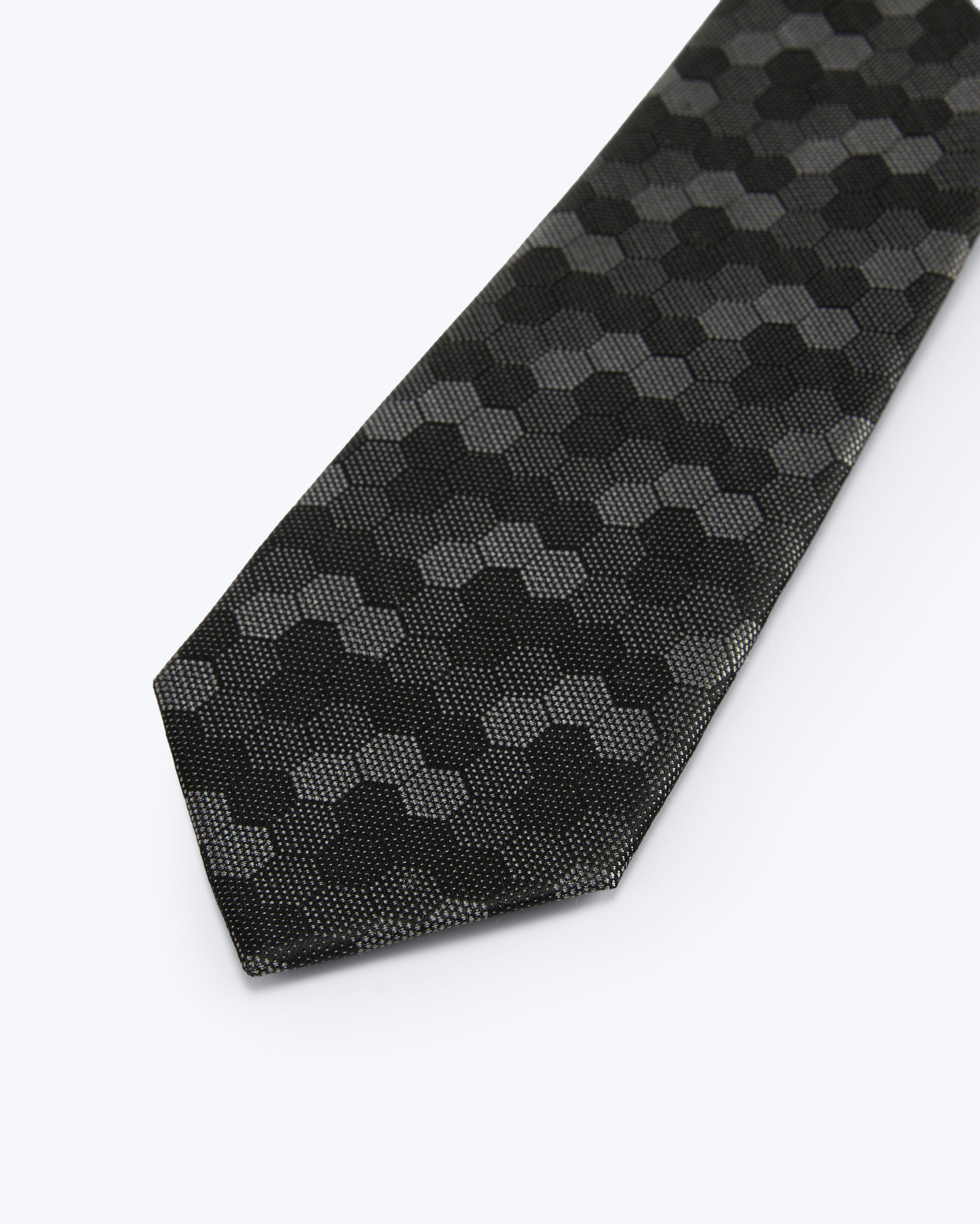 Hexloop Silk Jacquard Tie - Black