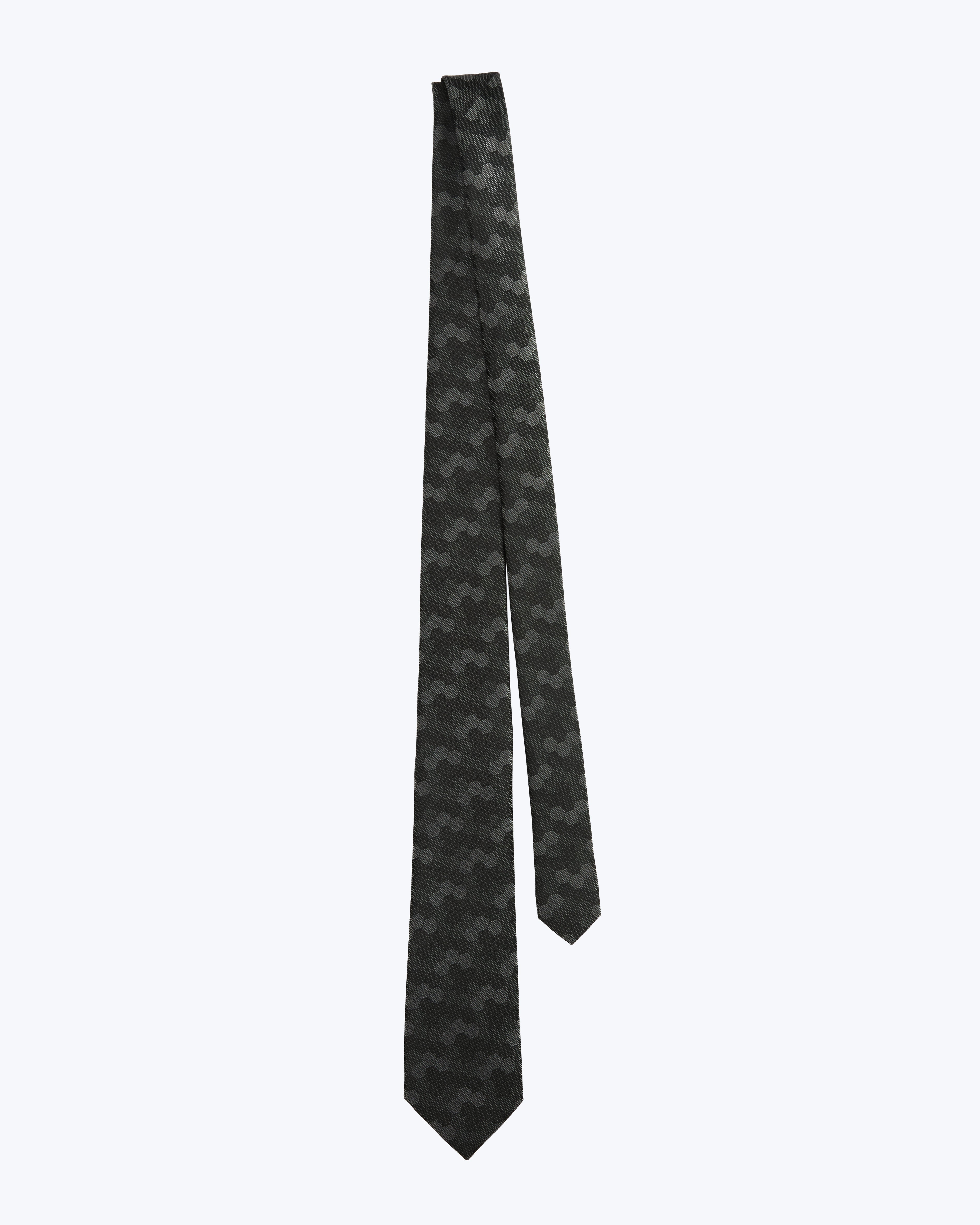 Hexloop Silk Jacquard Tie - Black