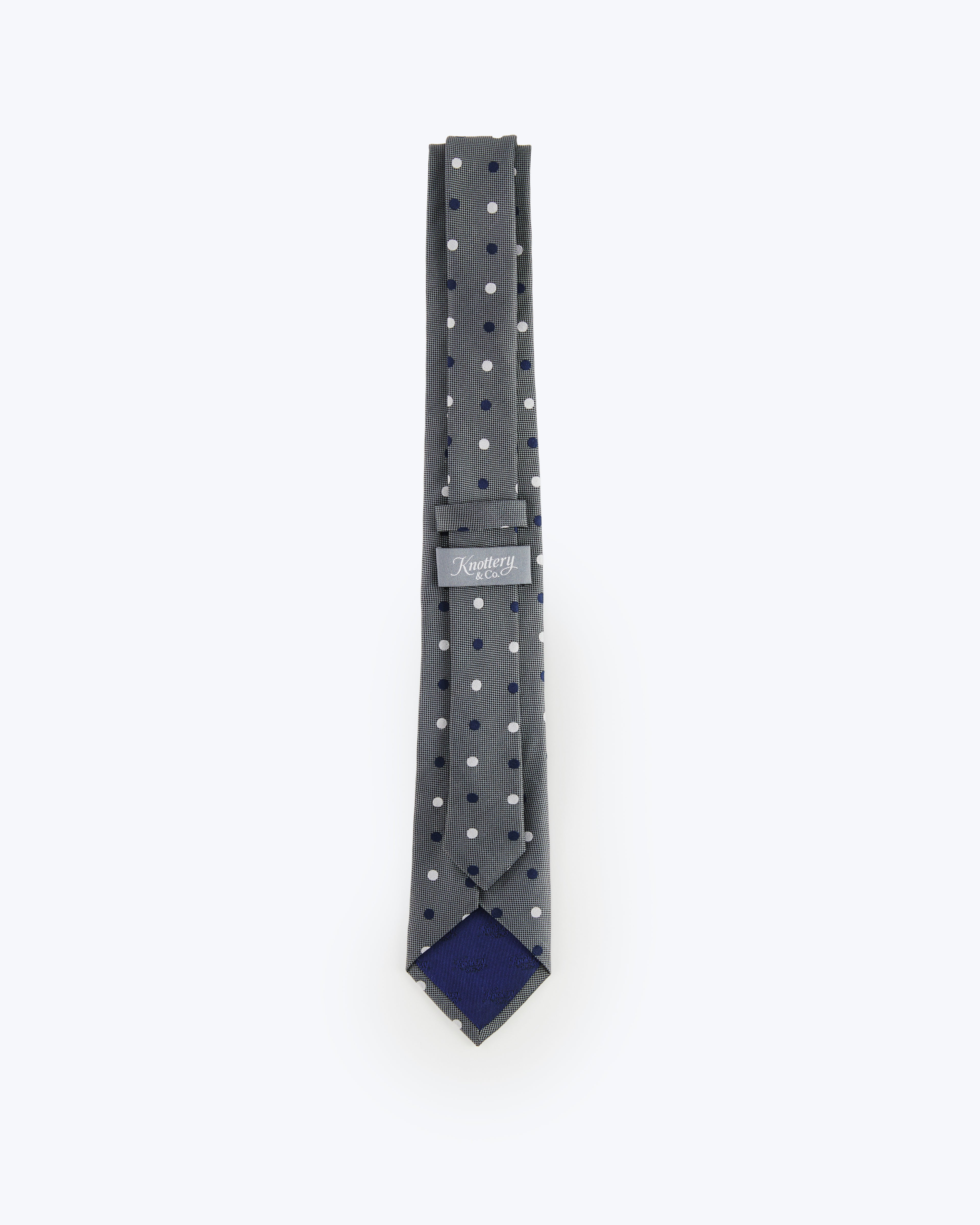 Polka Dot Silk Jacquard Tie - Grey