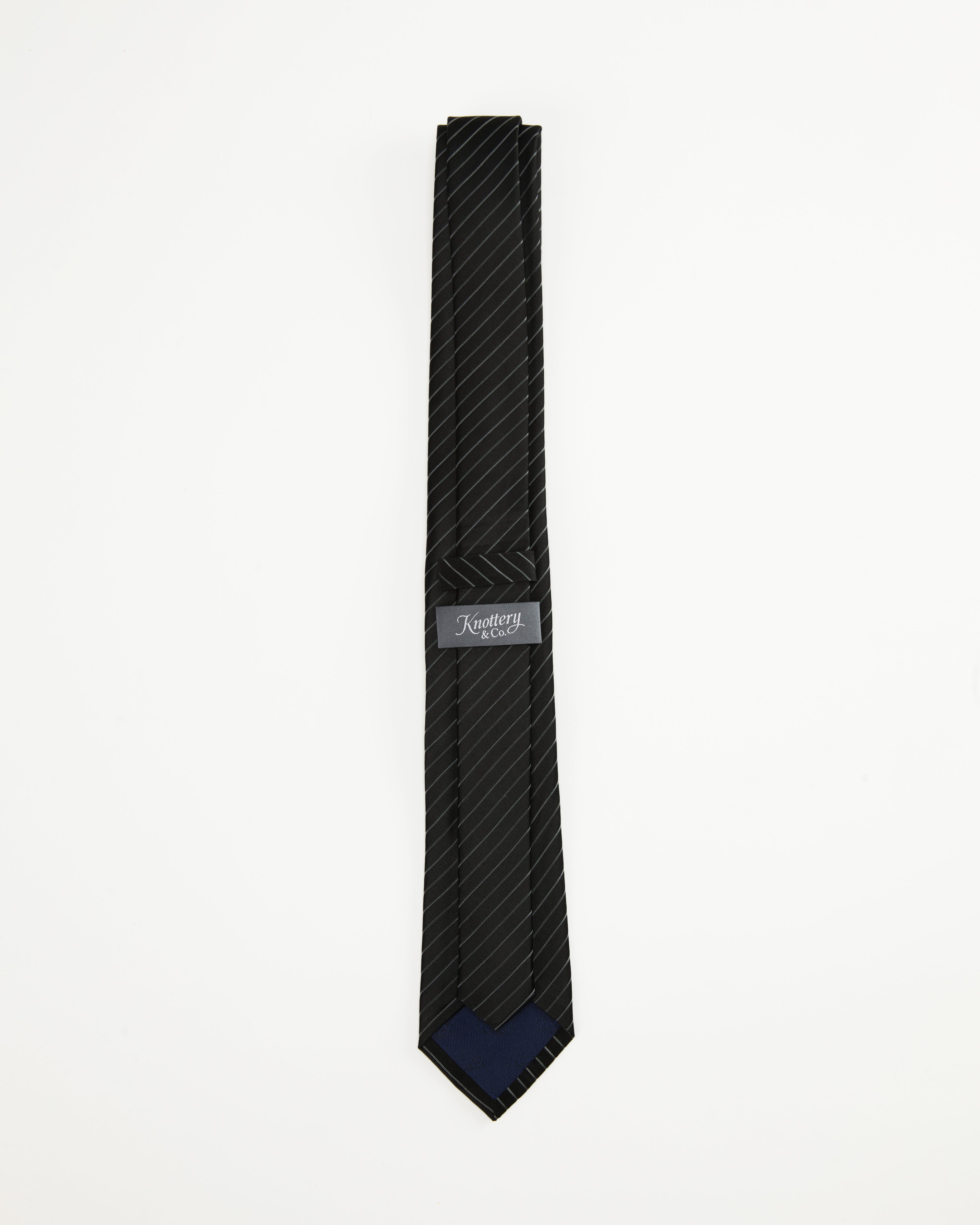 Slim Pinstripe Jet Black Silk Tie