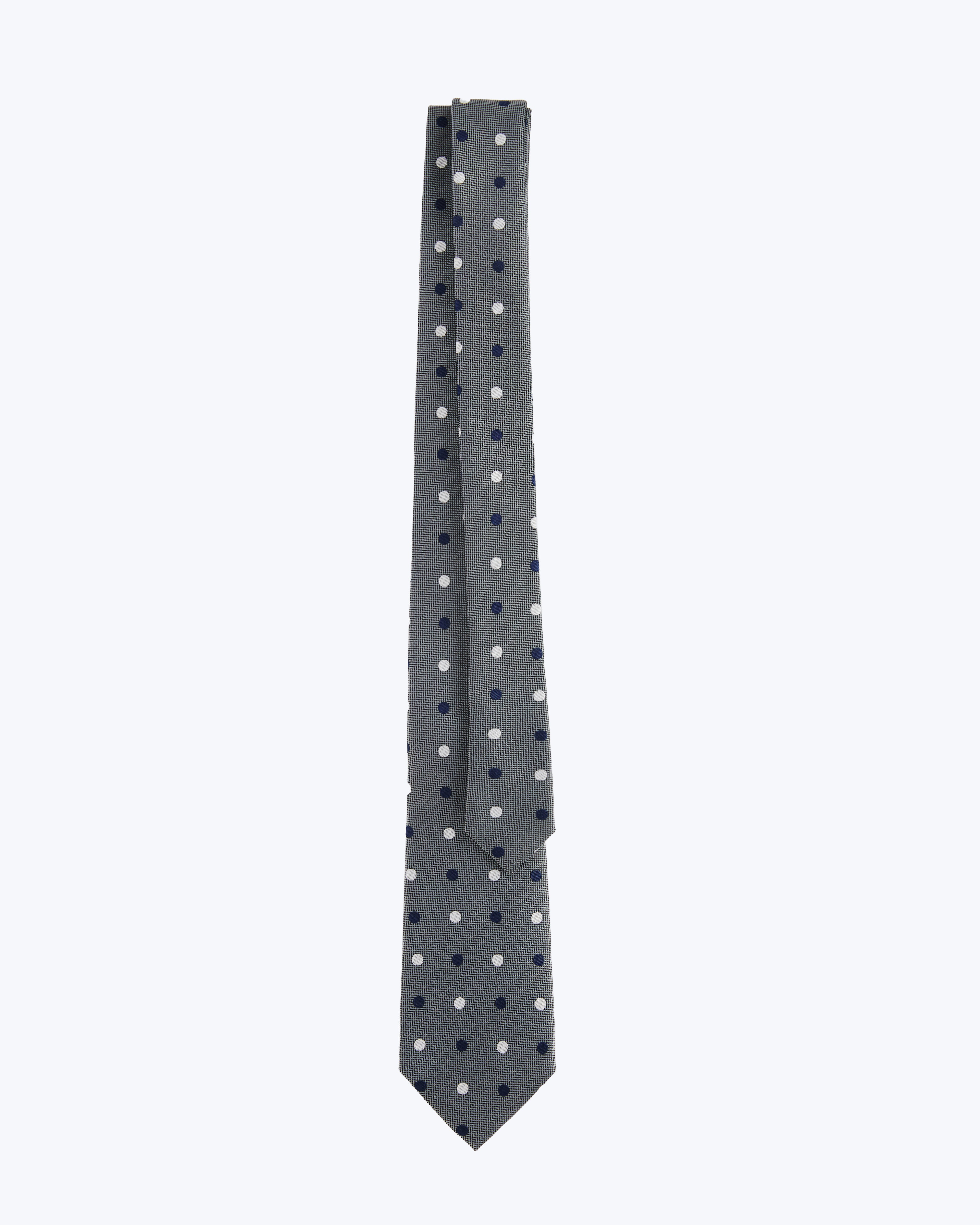 Polka Dot Silk Jacquard Tie - Grey