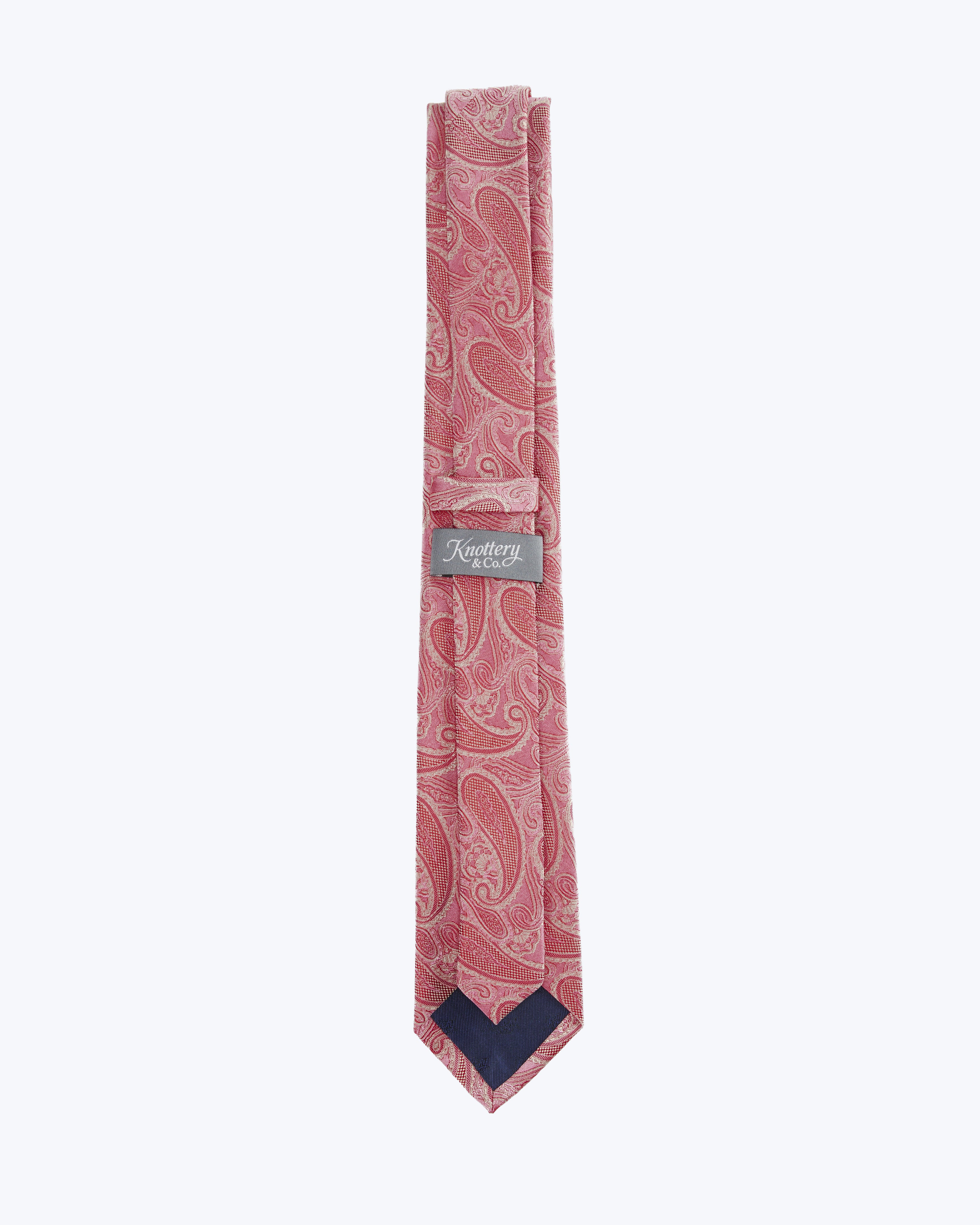 Paisley Silk Jacquard Tie - Dusty Rose