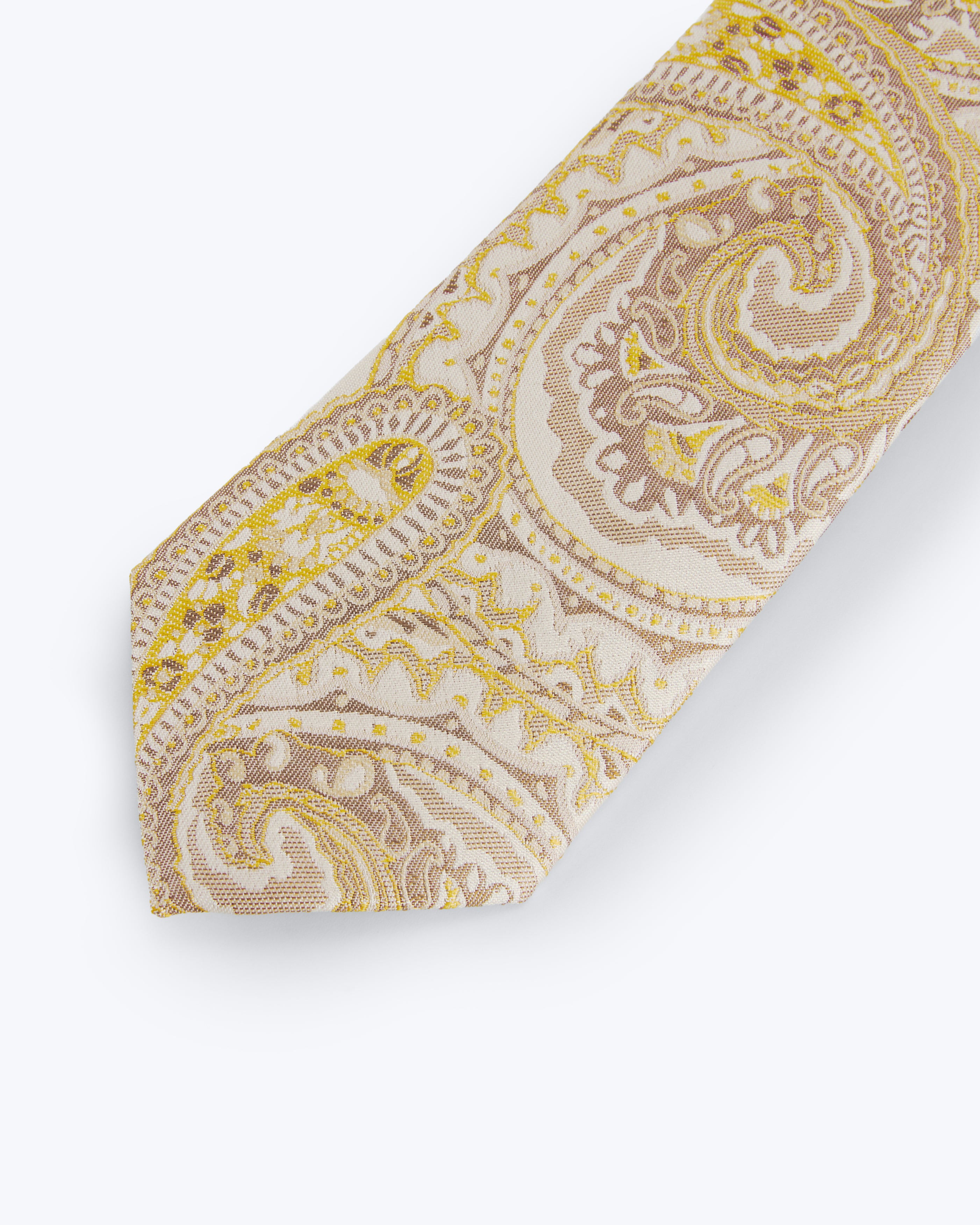 Paisley Silk Jacquard Tie - Cream Gold