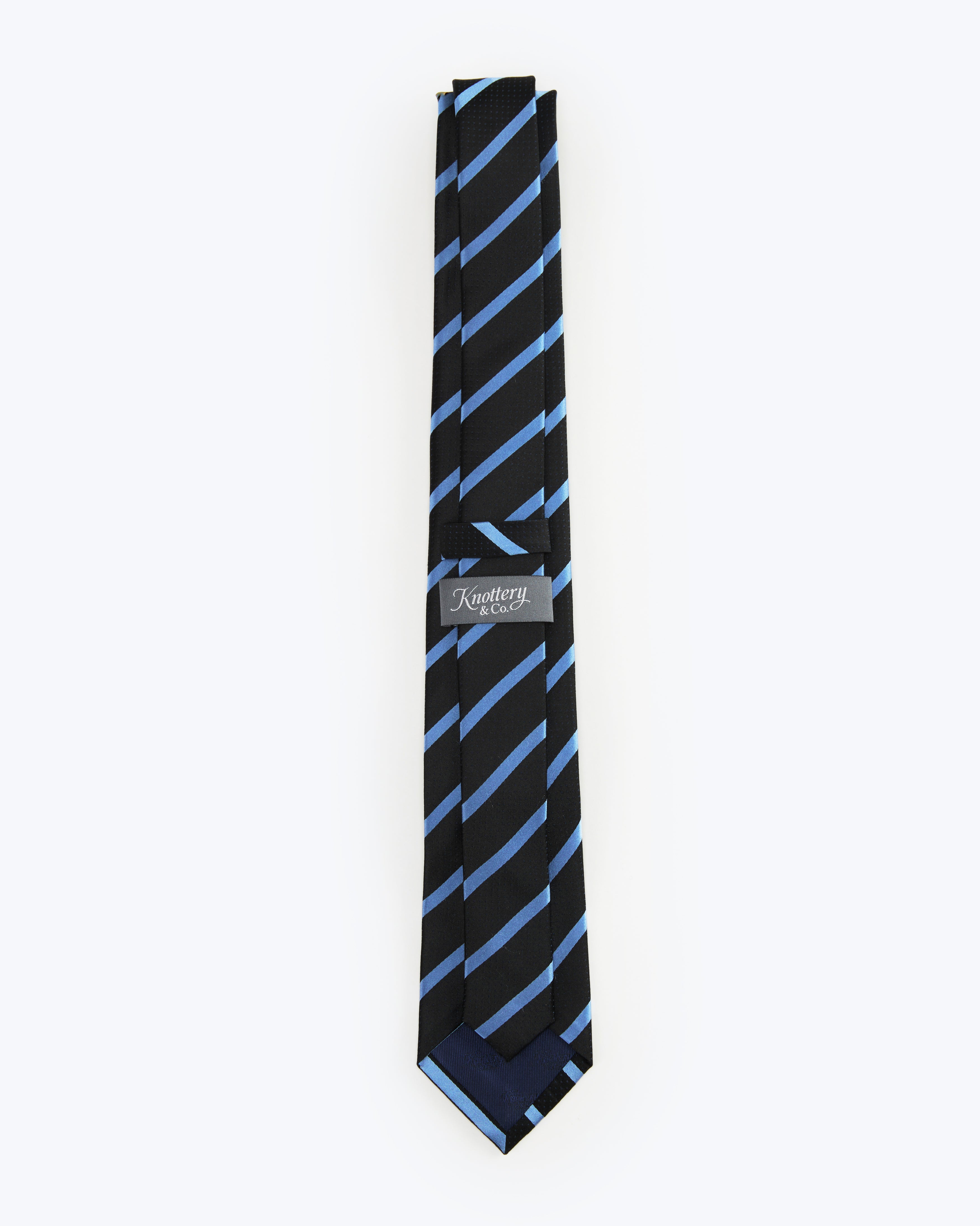 Skyline Striped Silk Jacquard Tie - Blue