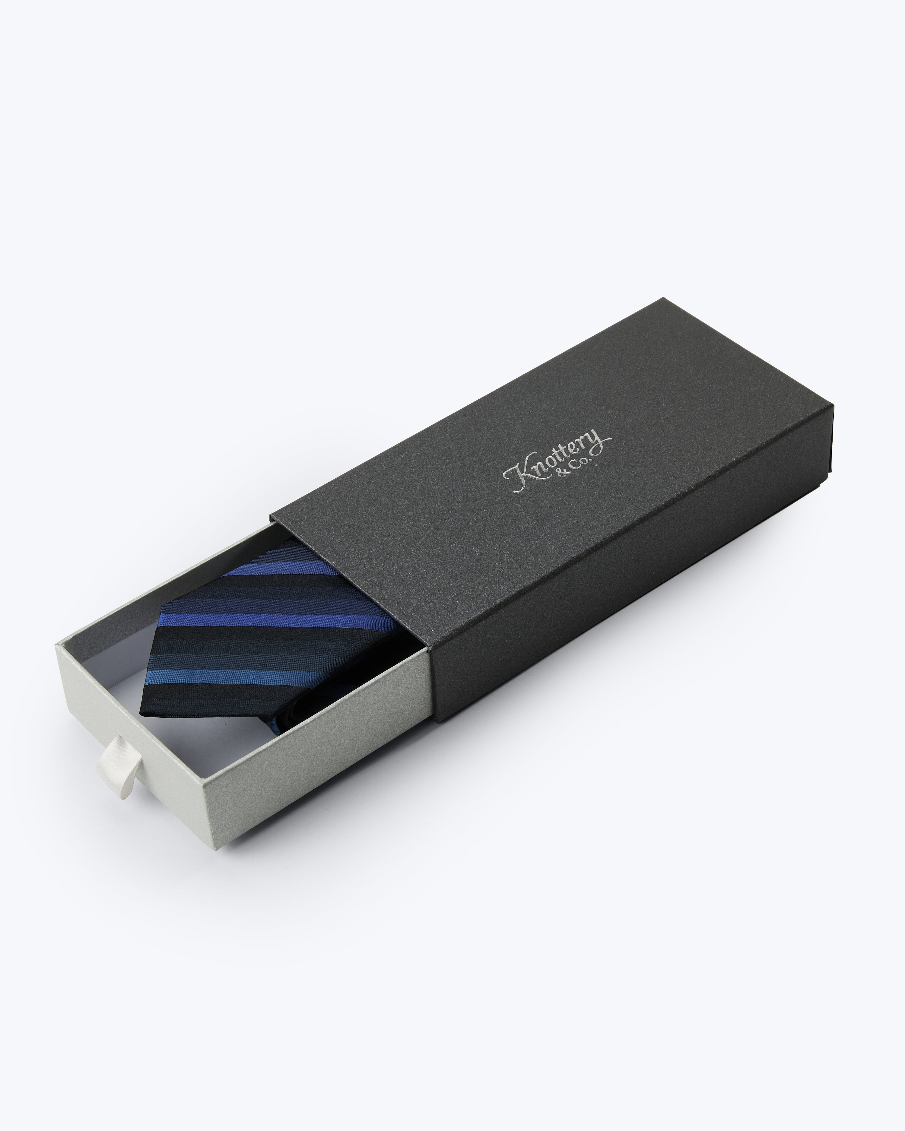 Awning Striped Silk Jacquard Tie - Blue