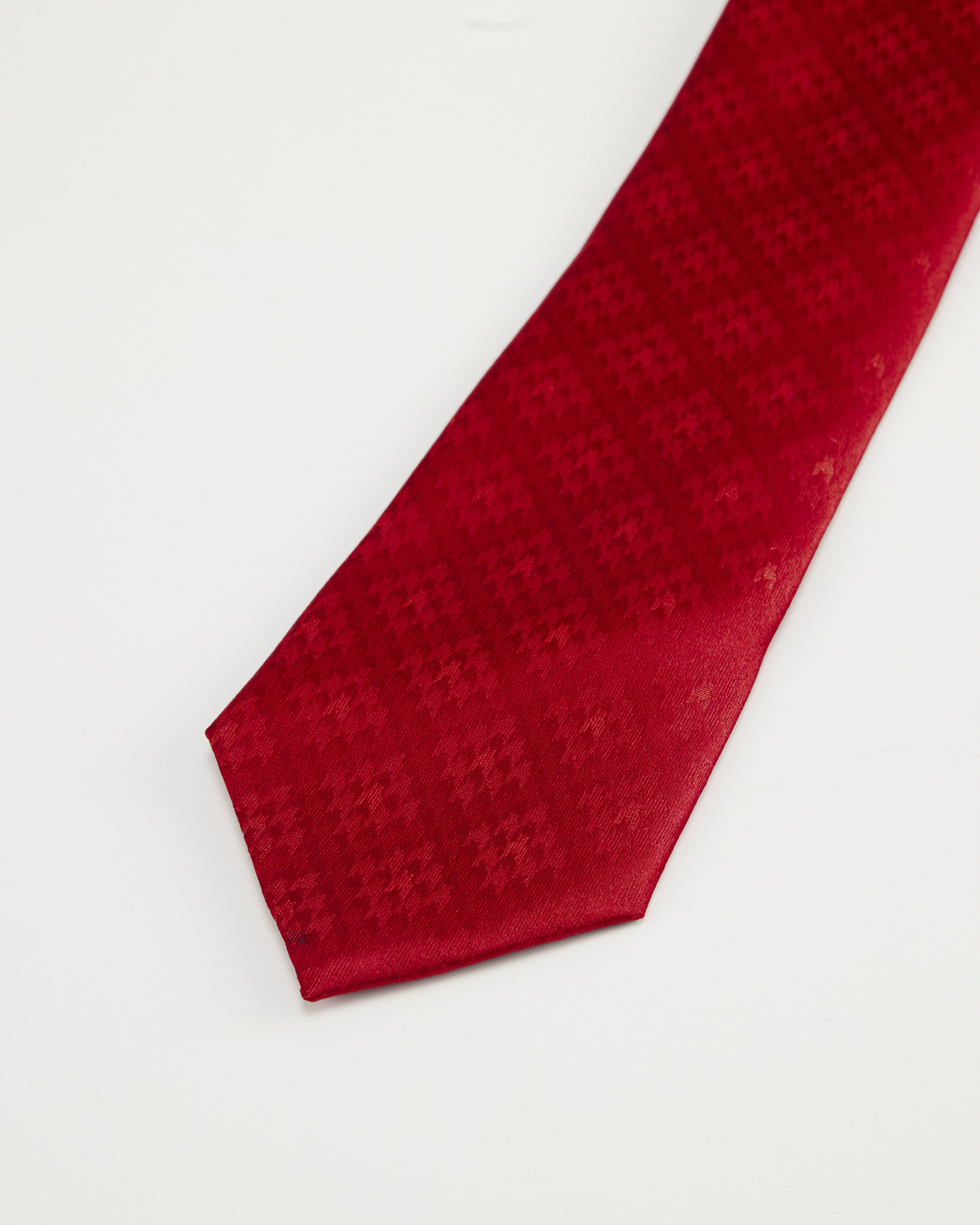 Houndstooth Red Silk Tie