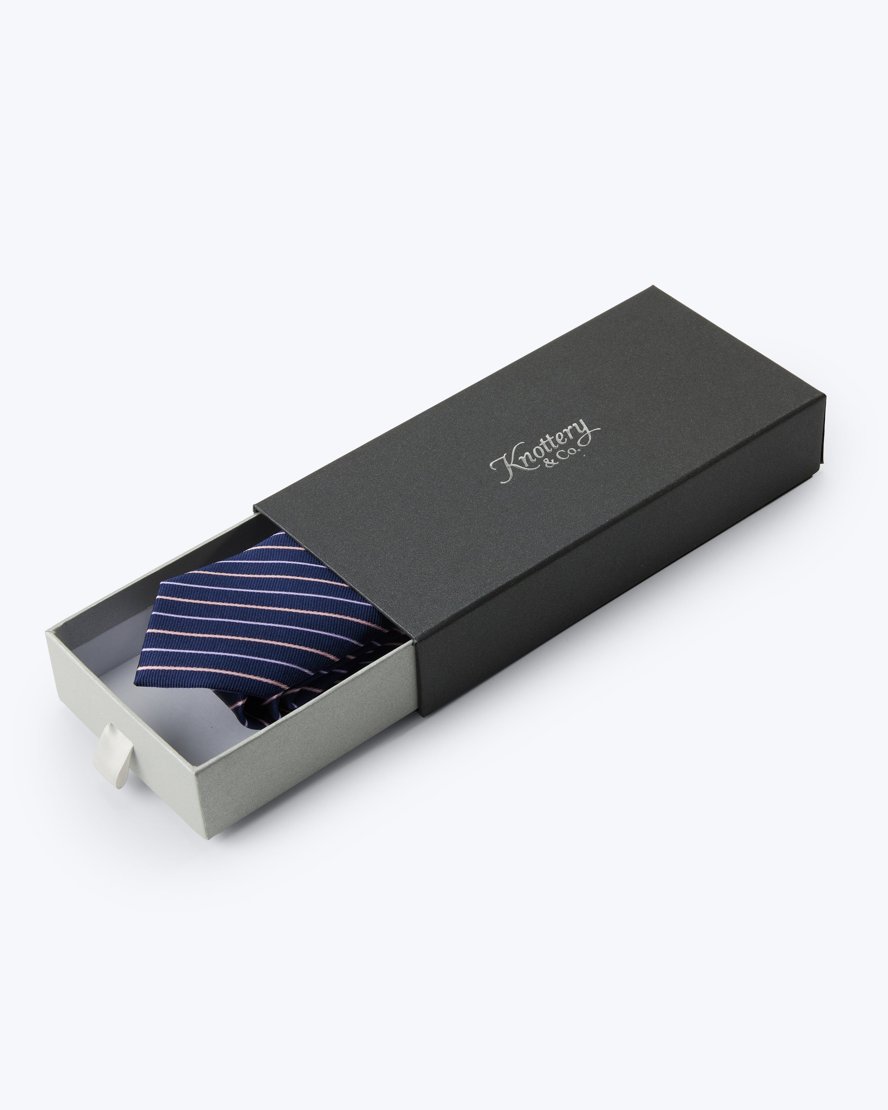 Blush Striped Silk Jacquard Tie - Blue