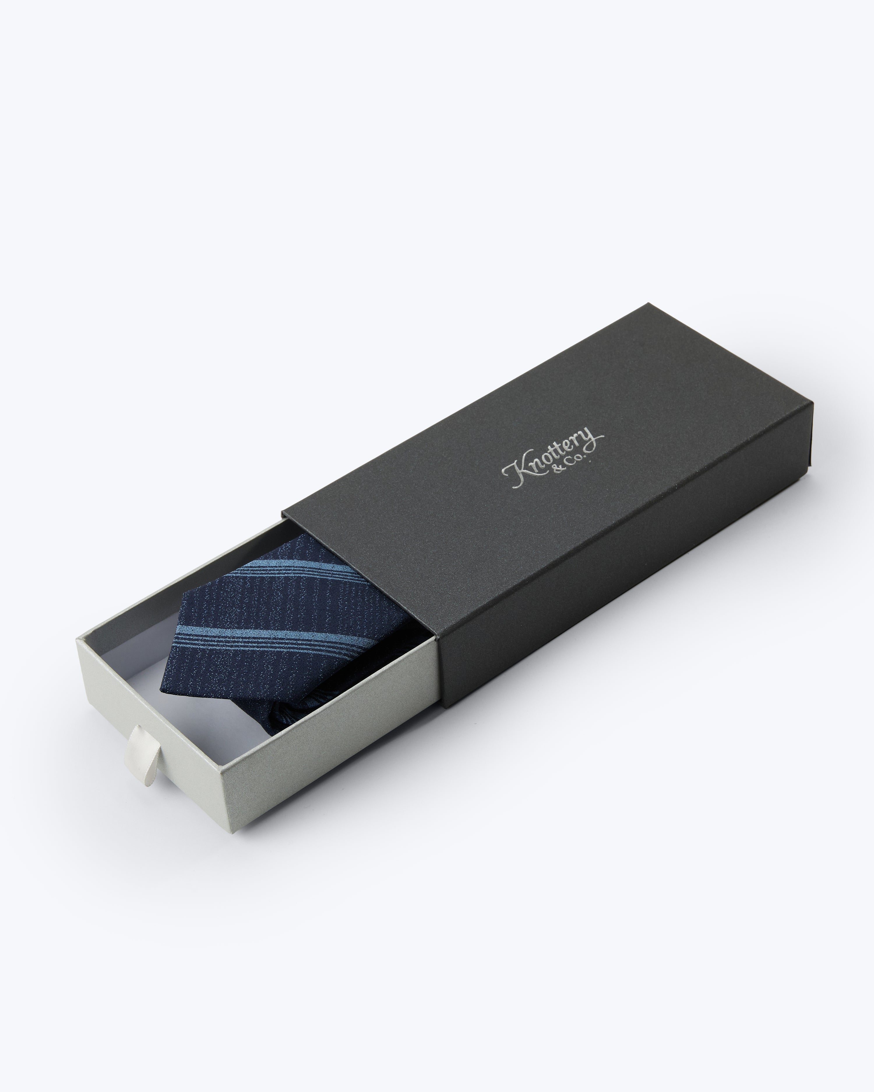 Triple-Striped Silk Jacquard Tie - Denim Blue