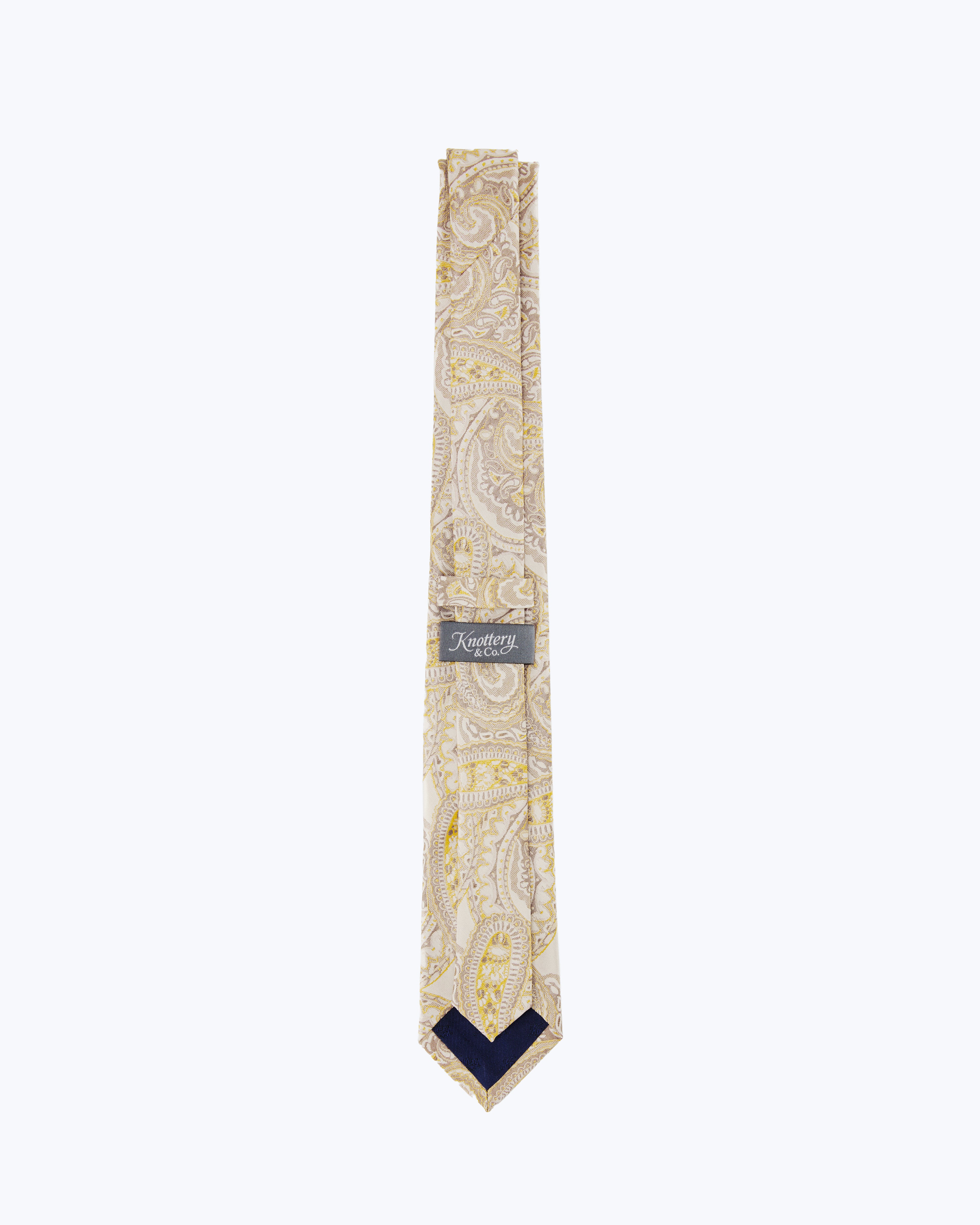 Paisley Silk Jacquard Tie - Cream Gold