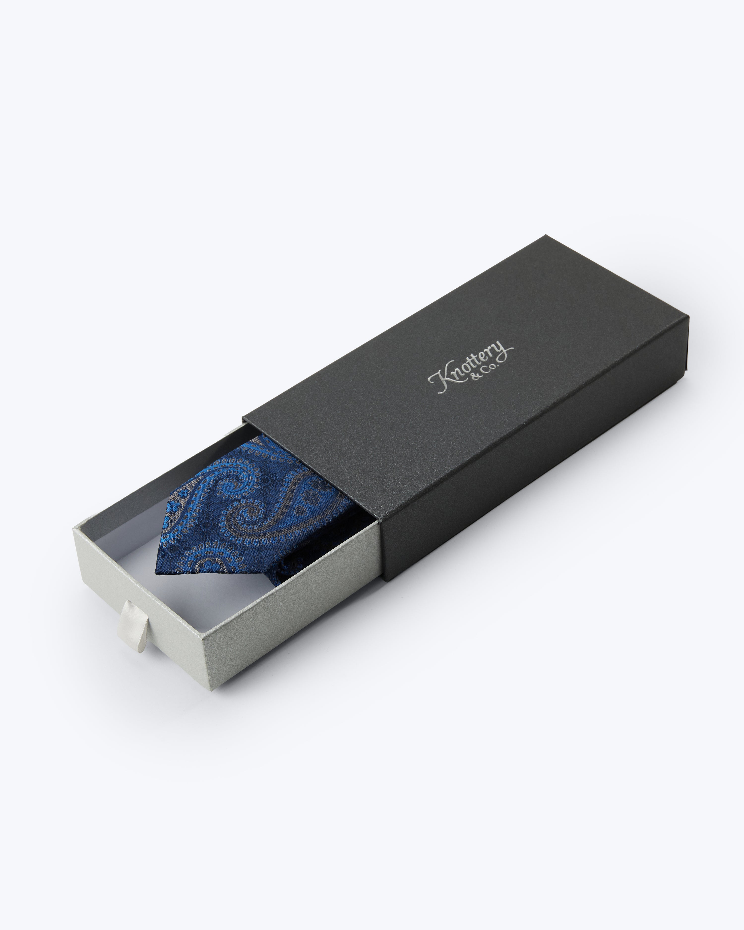 Paisley Silk Jacquard Tie - Deep Blue