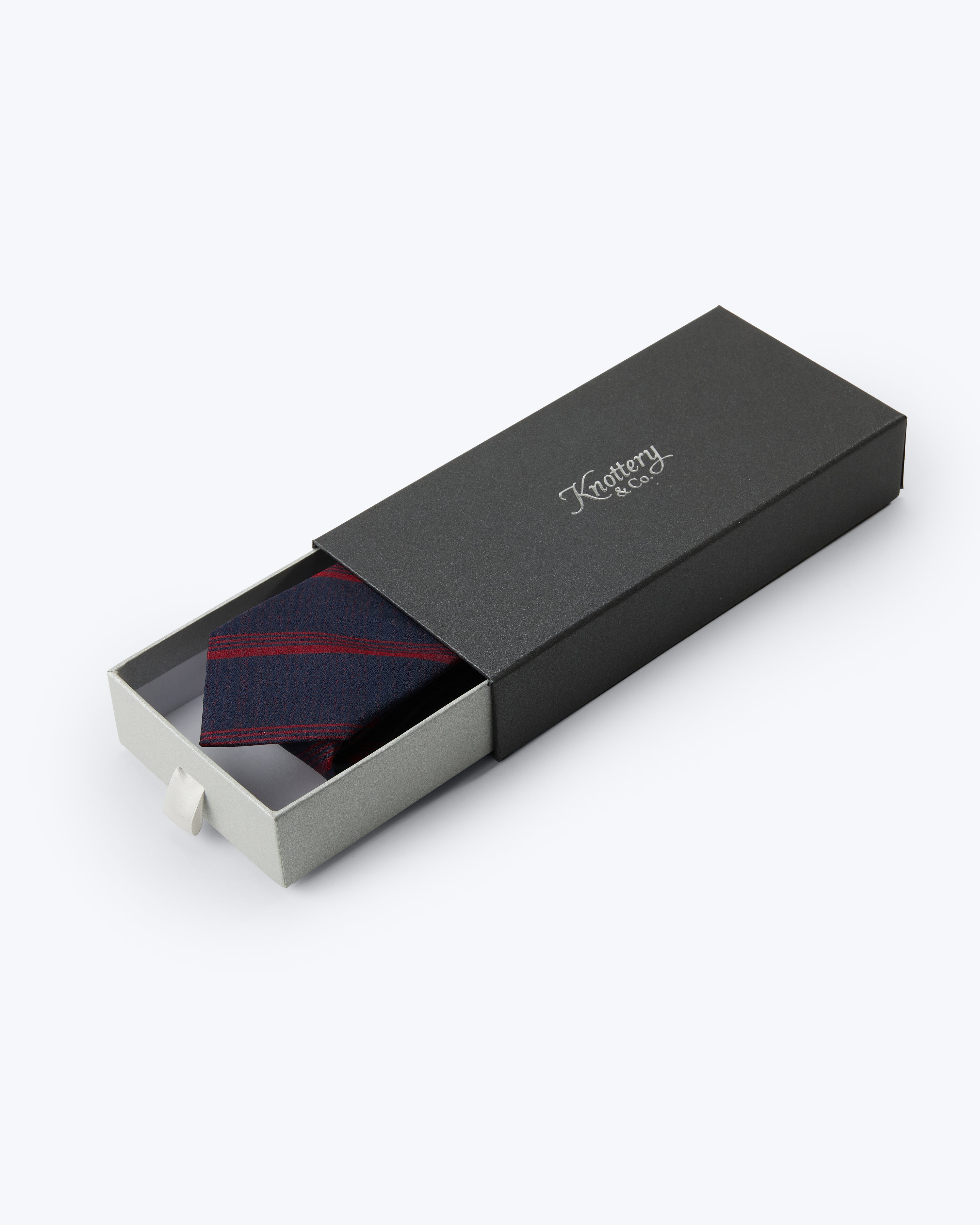 Triple-Striped Silk Jacquard Tie - Navy