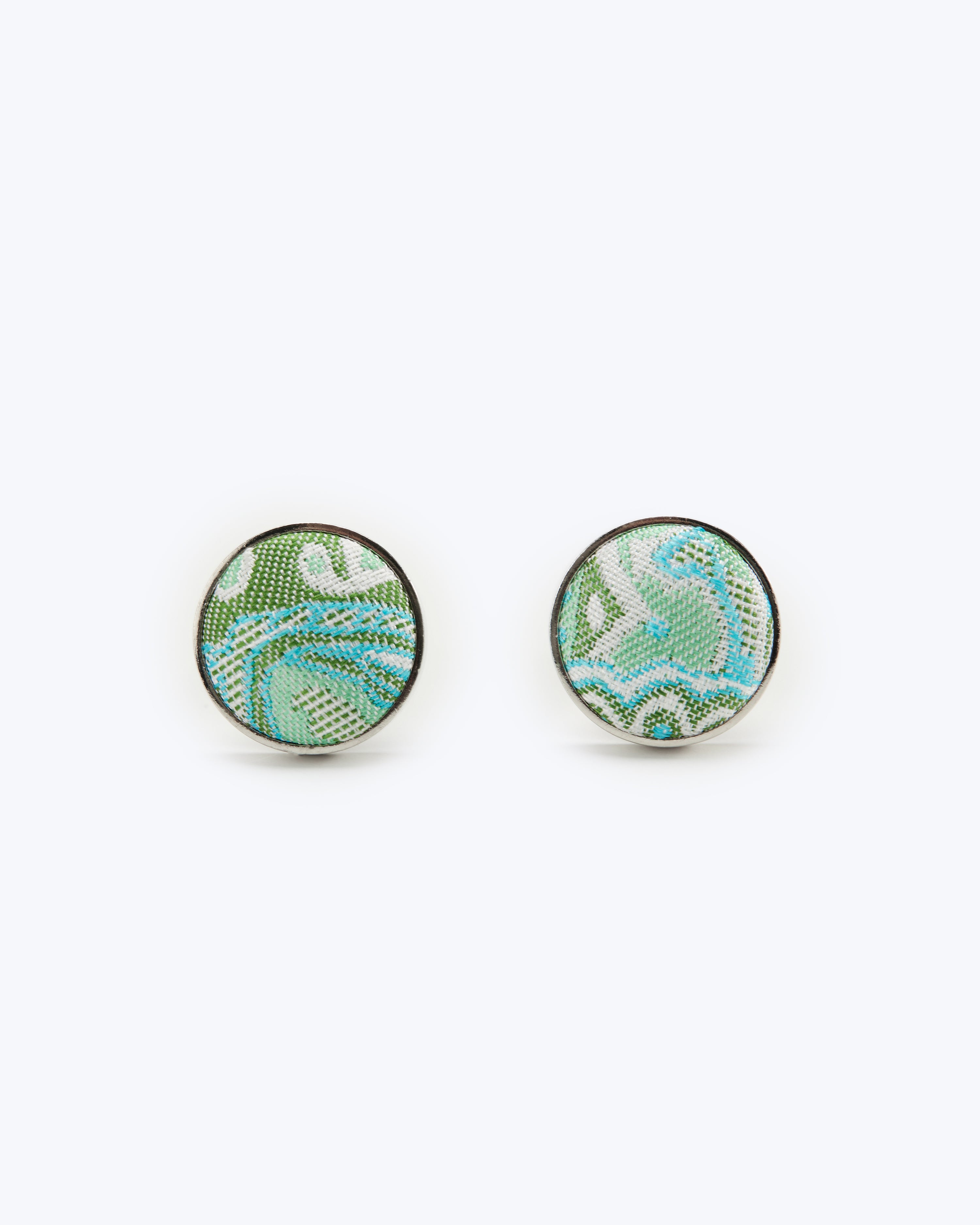 Paisley Silk Cufflinks - Mint Green