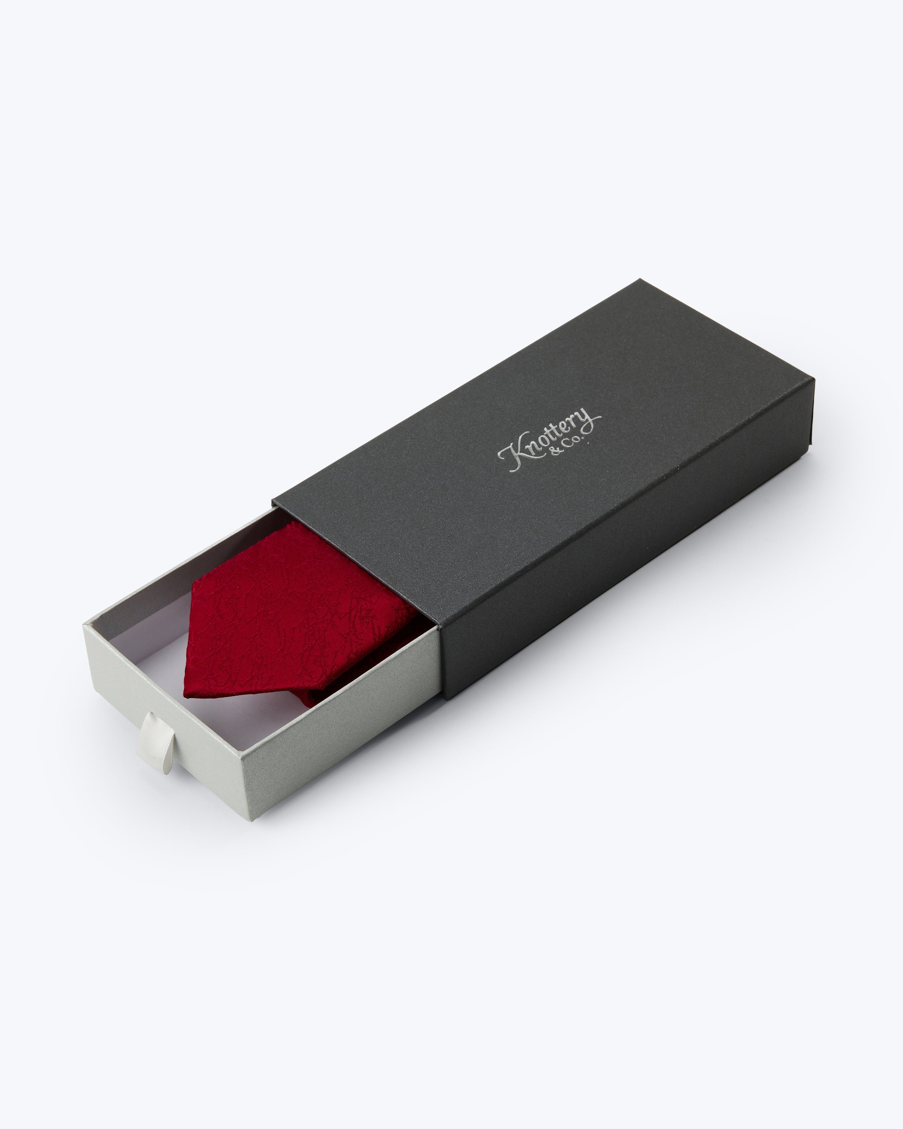 Bark Weave Silk Jacquard Tie - Red