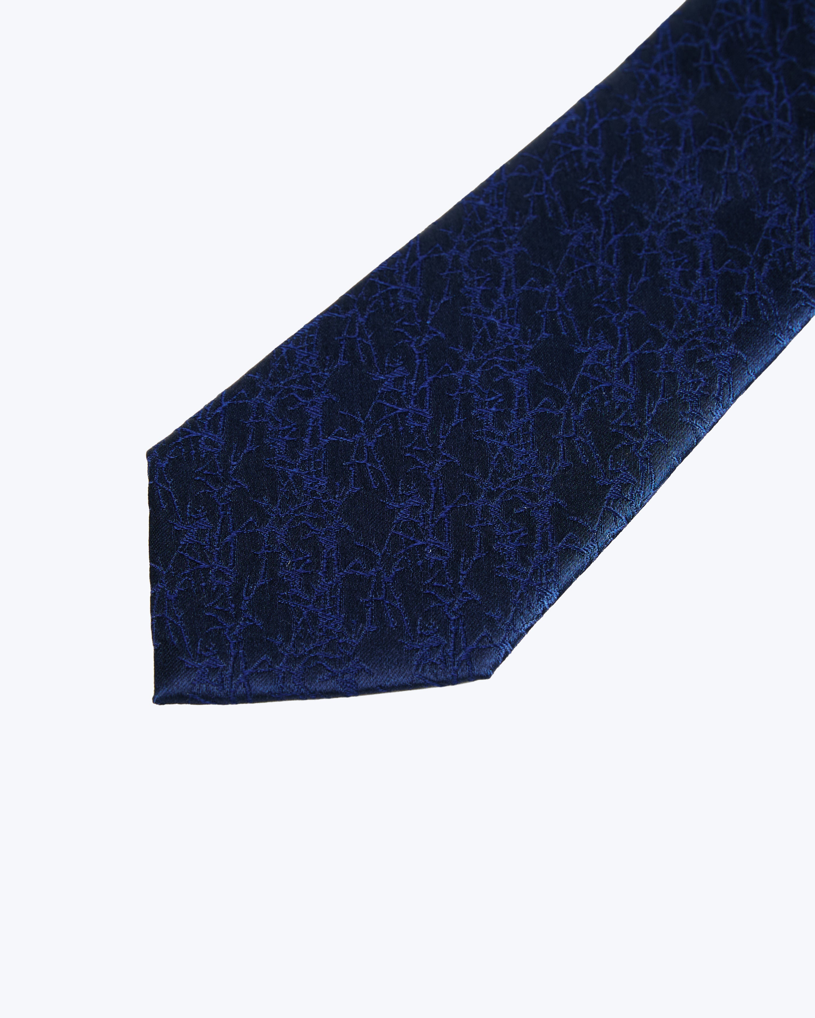Bark Weave Silk Jacquard Tie - Navy