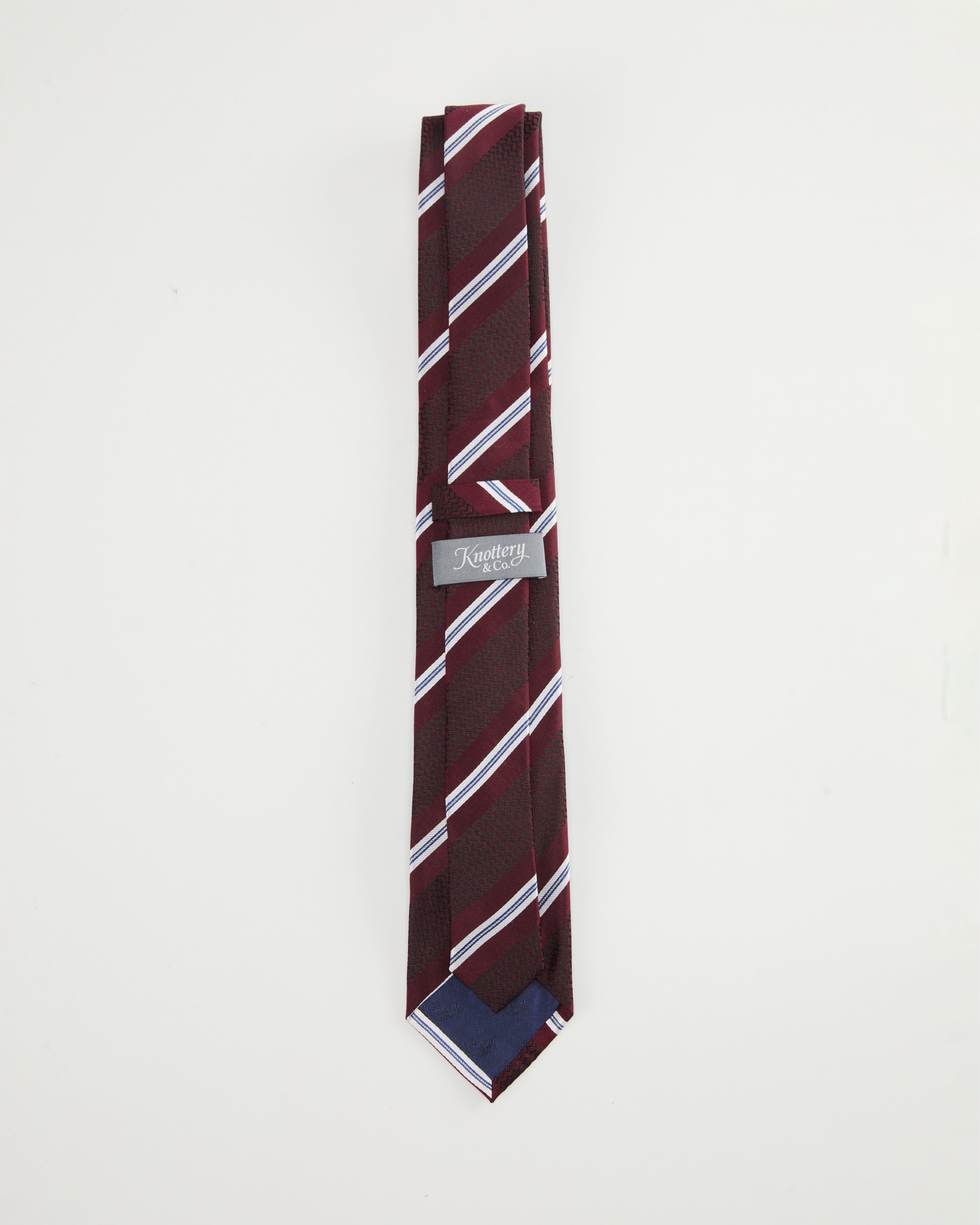 Oxford Weave Stripe Burgundy Silk Tie
