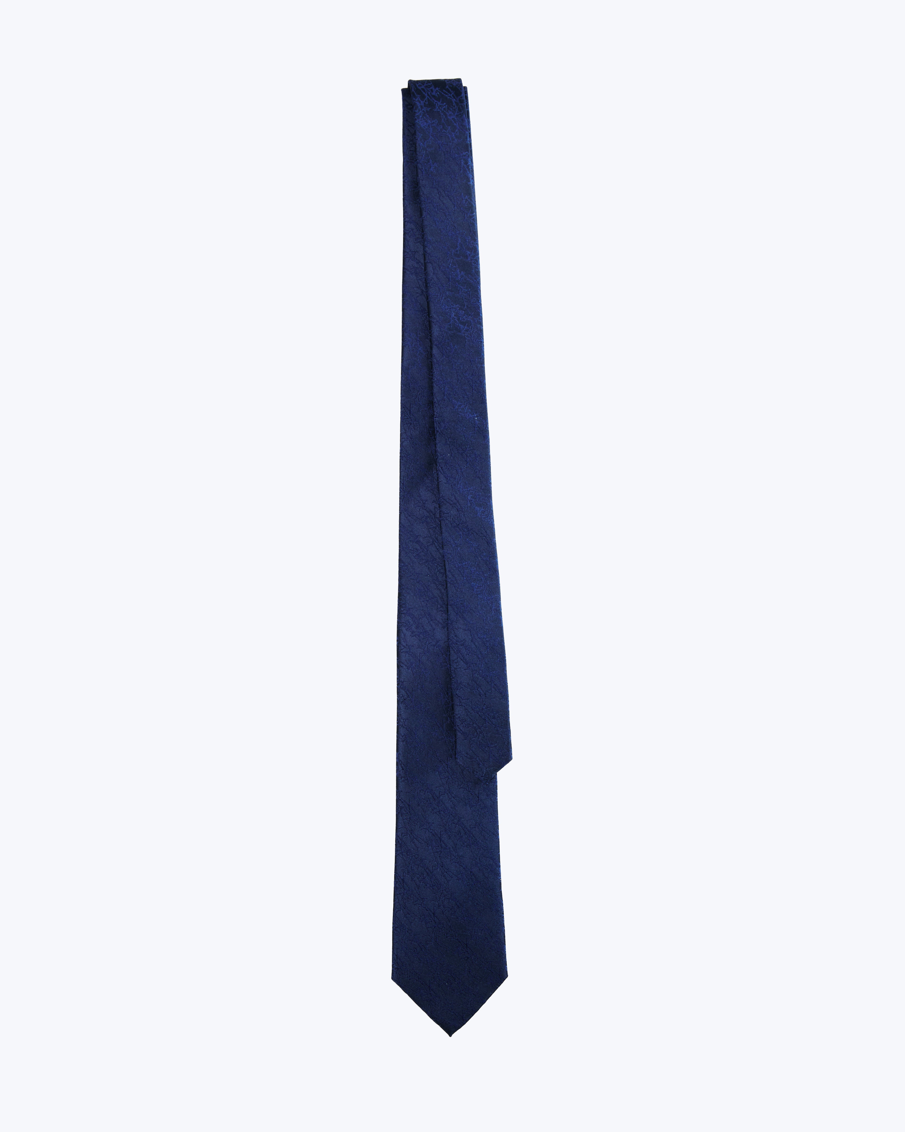Bark Weave Silk Jacquard Tie - Navy