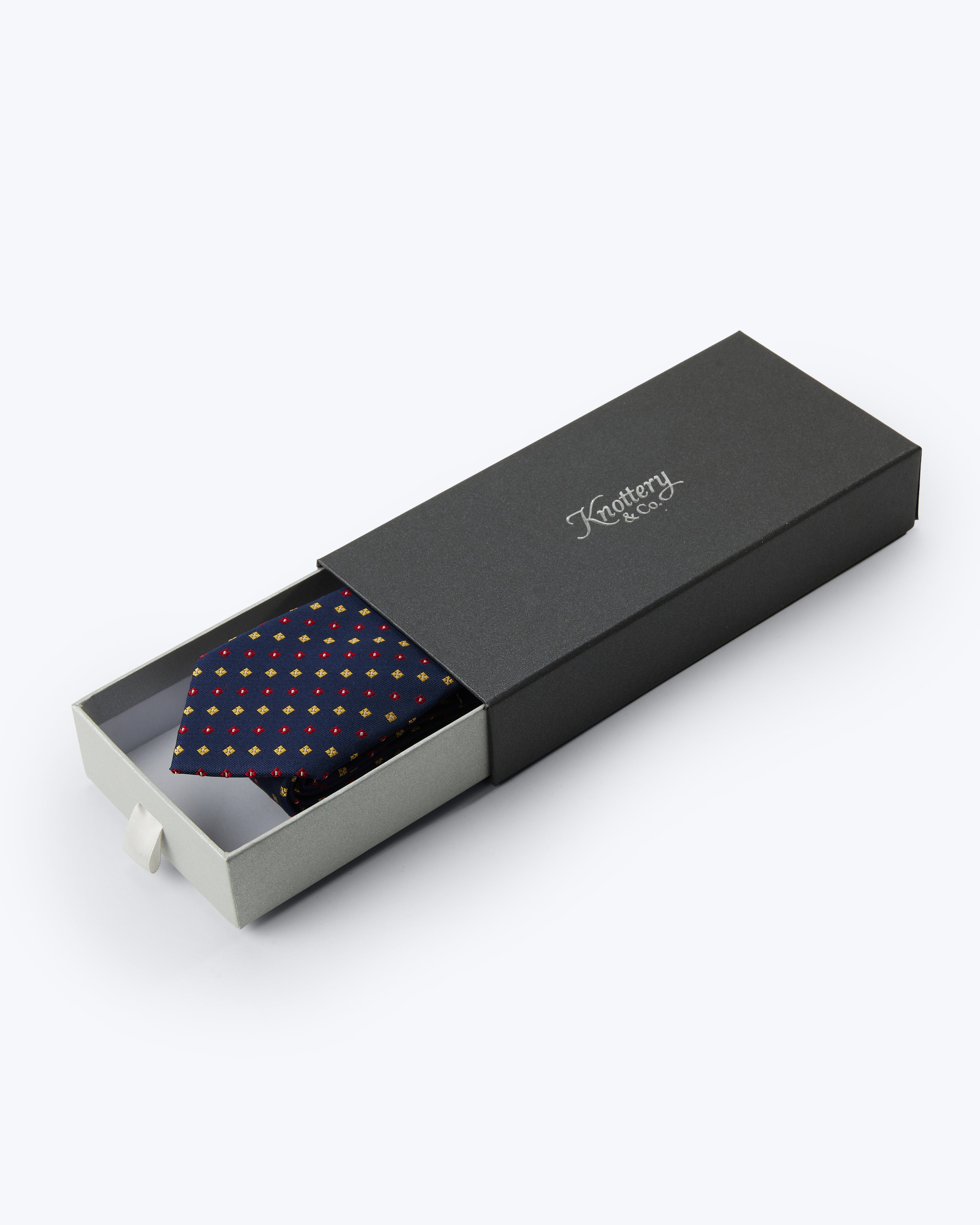 Diamond Blossom Silk Jacquard Tie - Navy