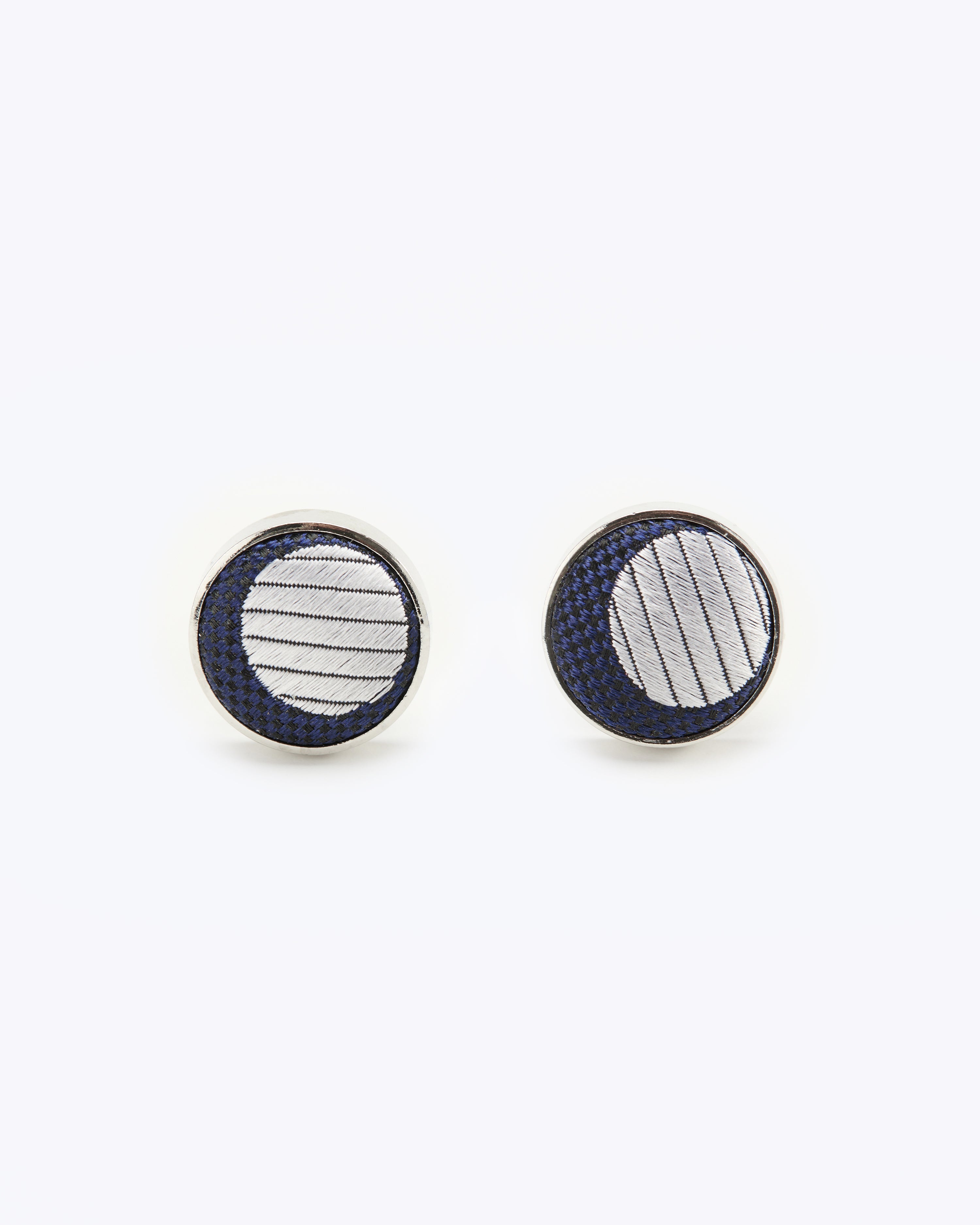 Polka Dot Silk Cufflinks - Silver