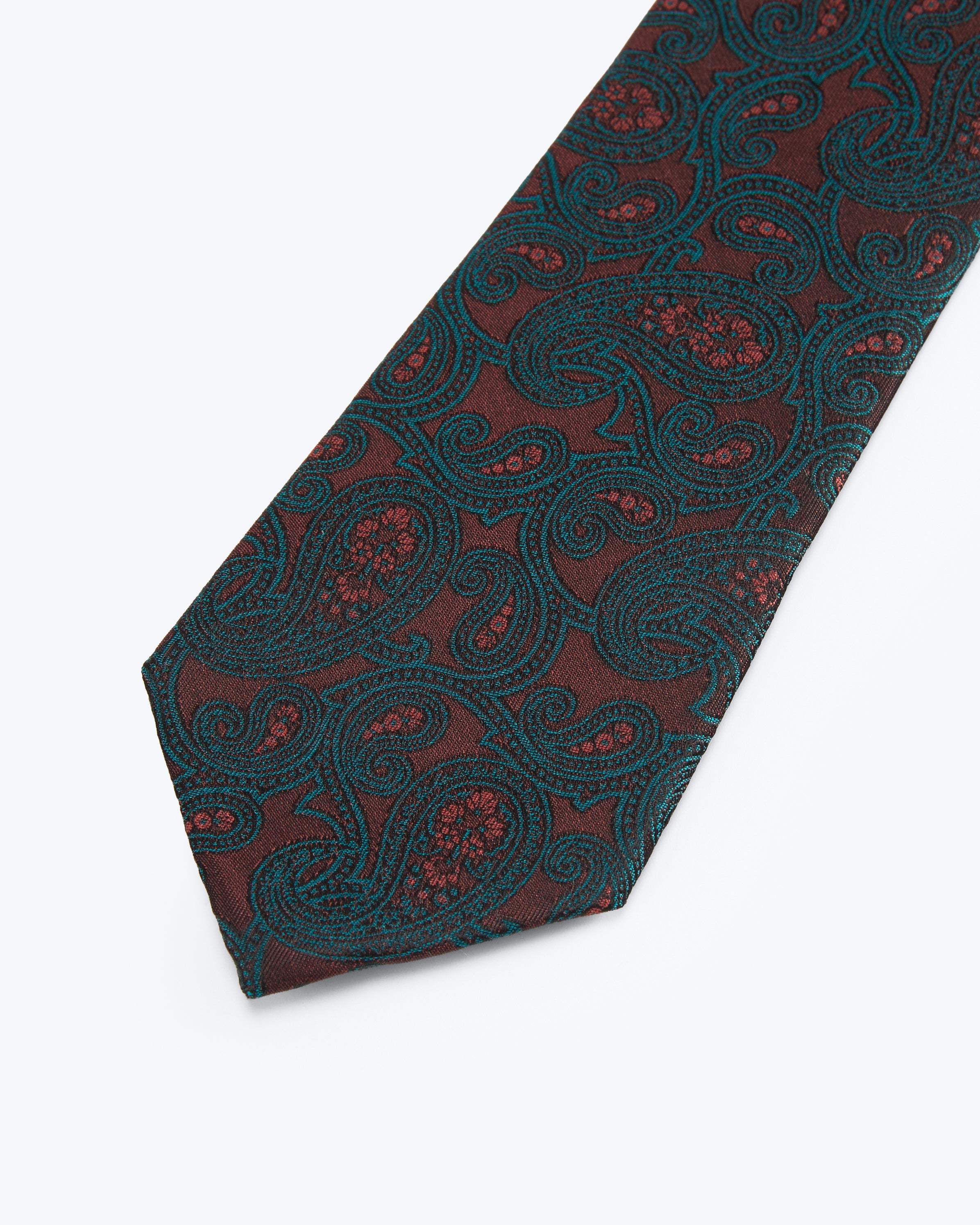 Paisley Silk Jacquard Tie - Deep Merlot