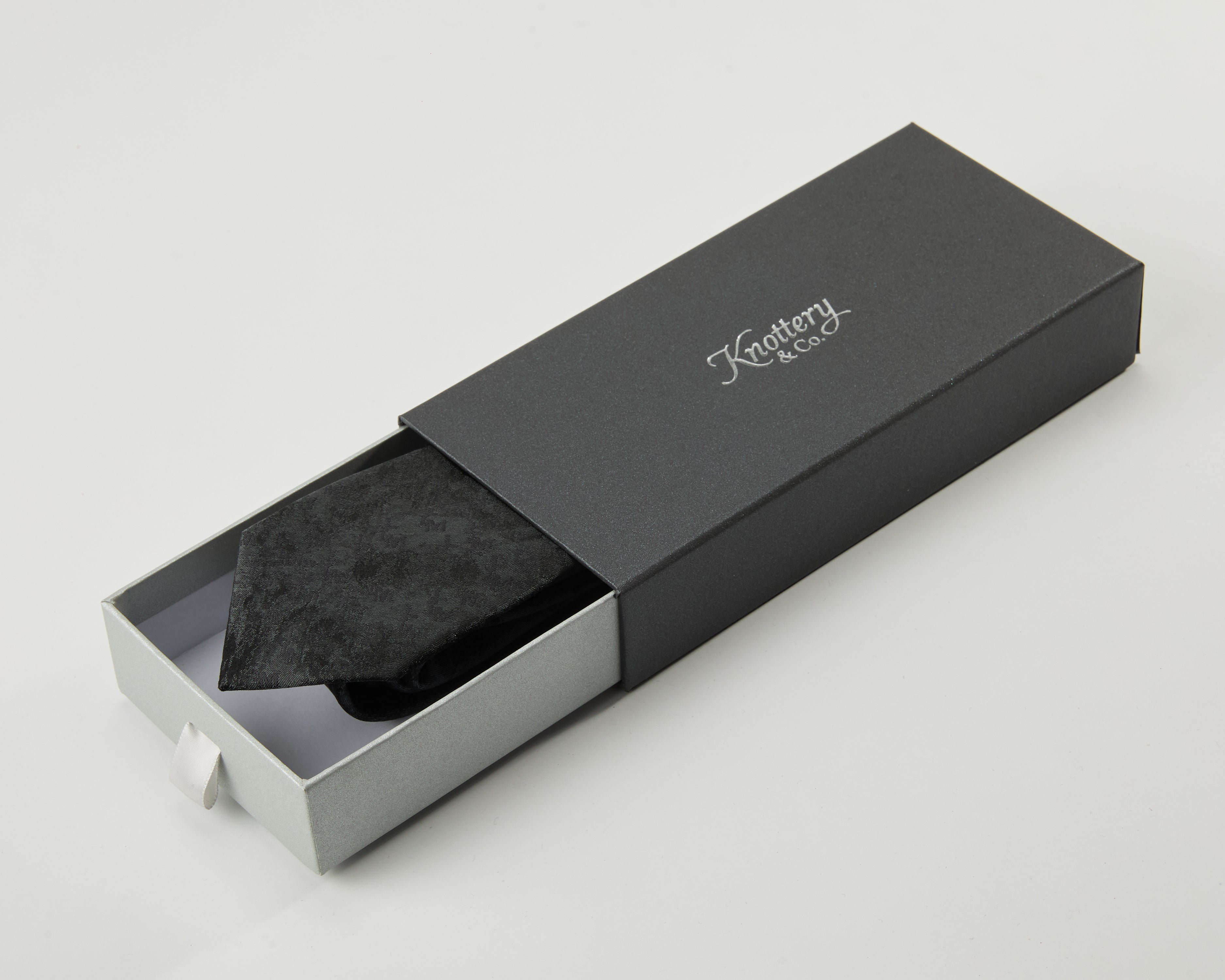 Obsidian Cloud Black Silk Tie - KNOTTERY & CO. Silk Tie