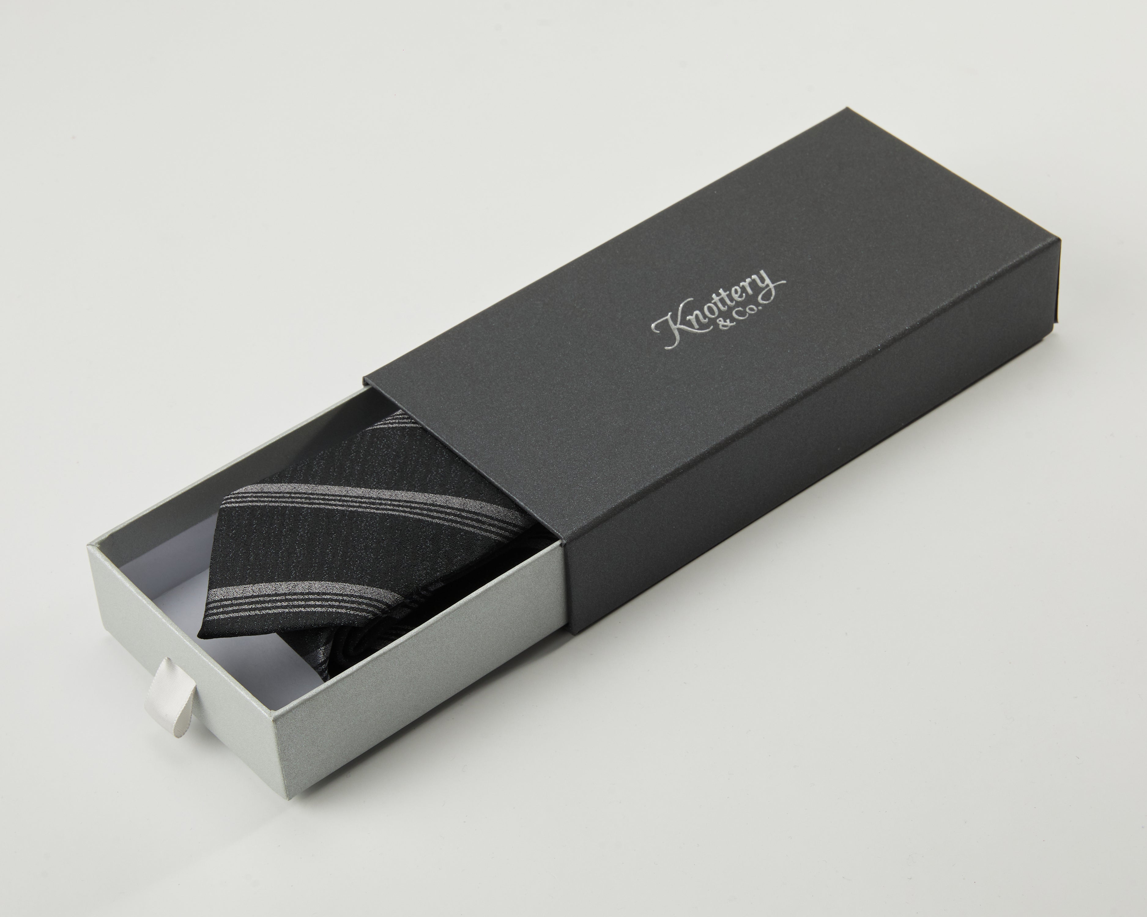 Shadow Stripe Charcoal Silk Tie - KNOTTERY & CO. Silk Tie
