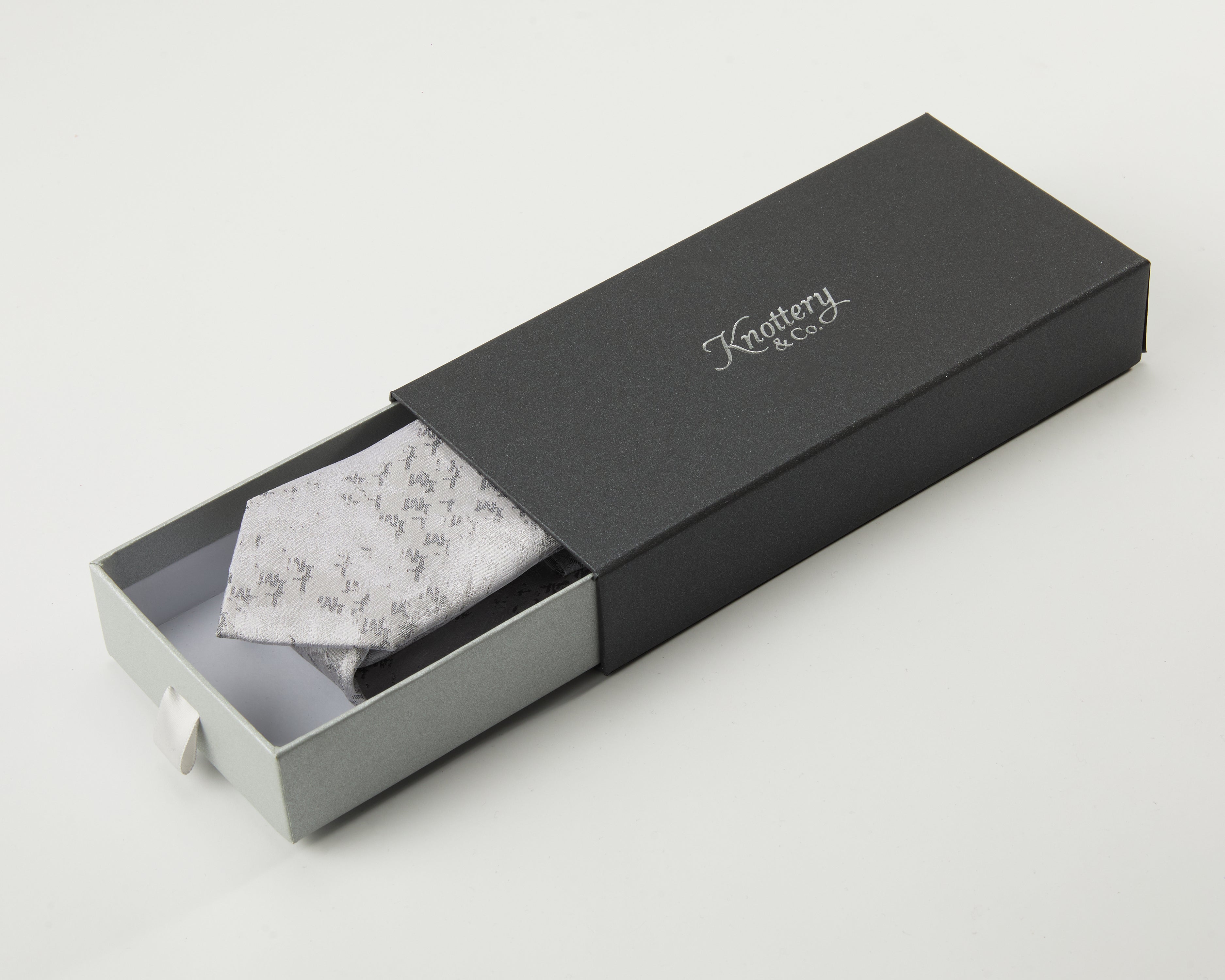 Modern Hatch Glacier-Grey Silk Tie - KNOTTERY & CO. Silk Tie