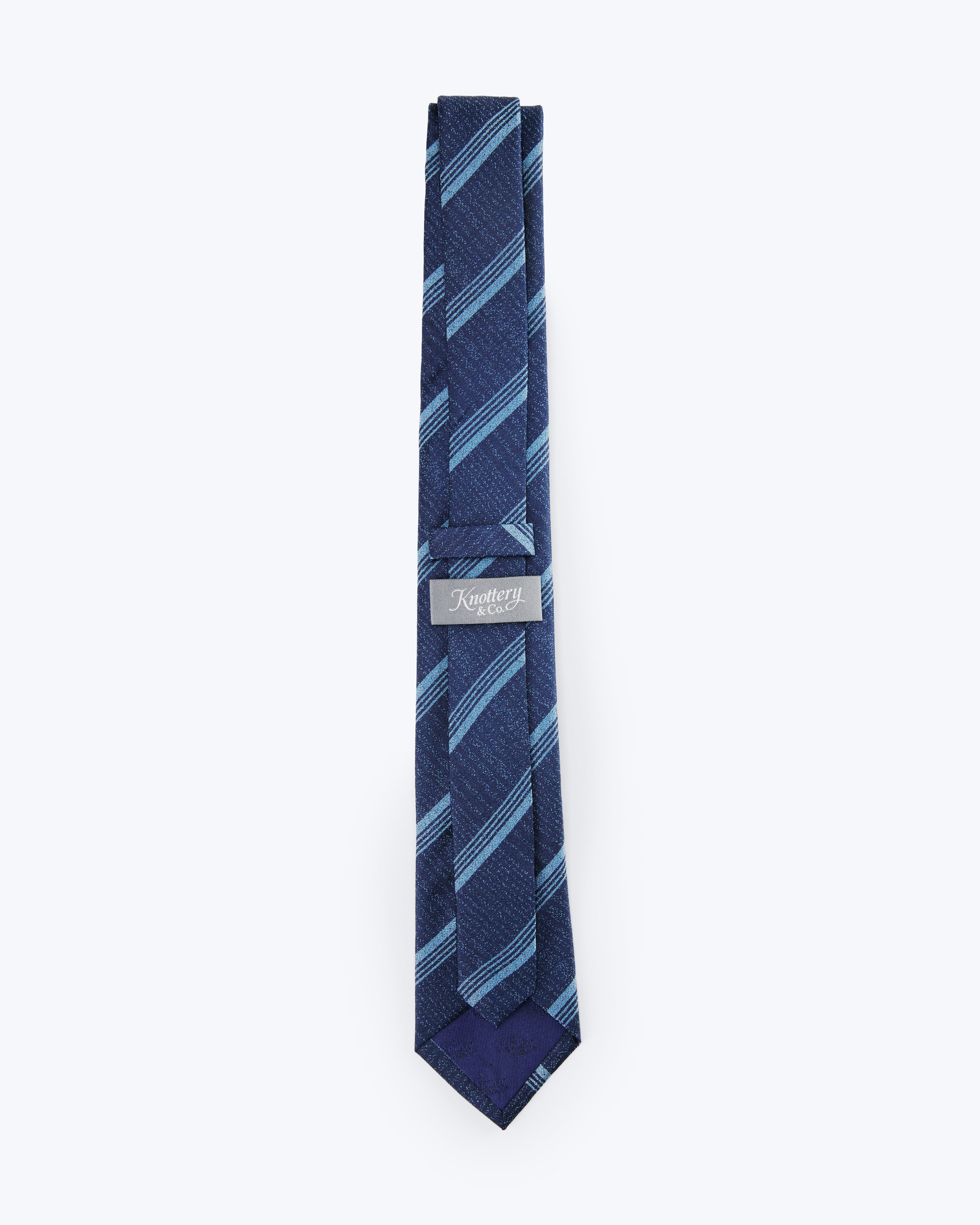 Triple-Striped Silk Jacquard Tie - Denim Blue
