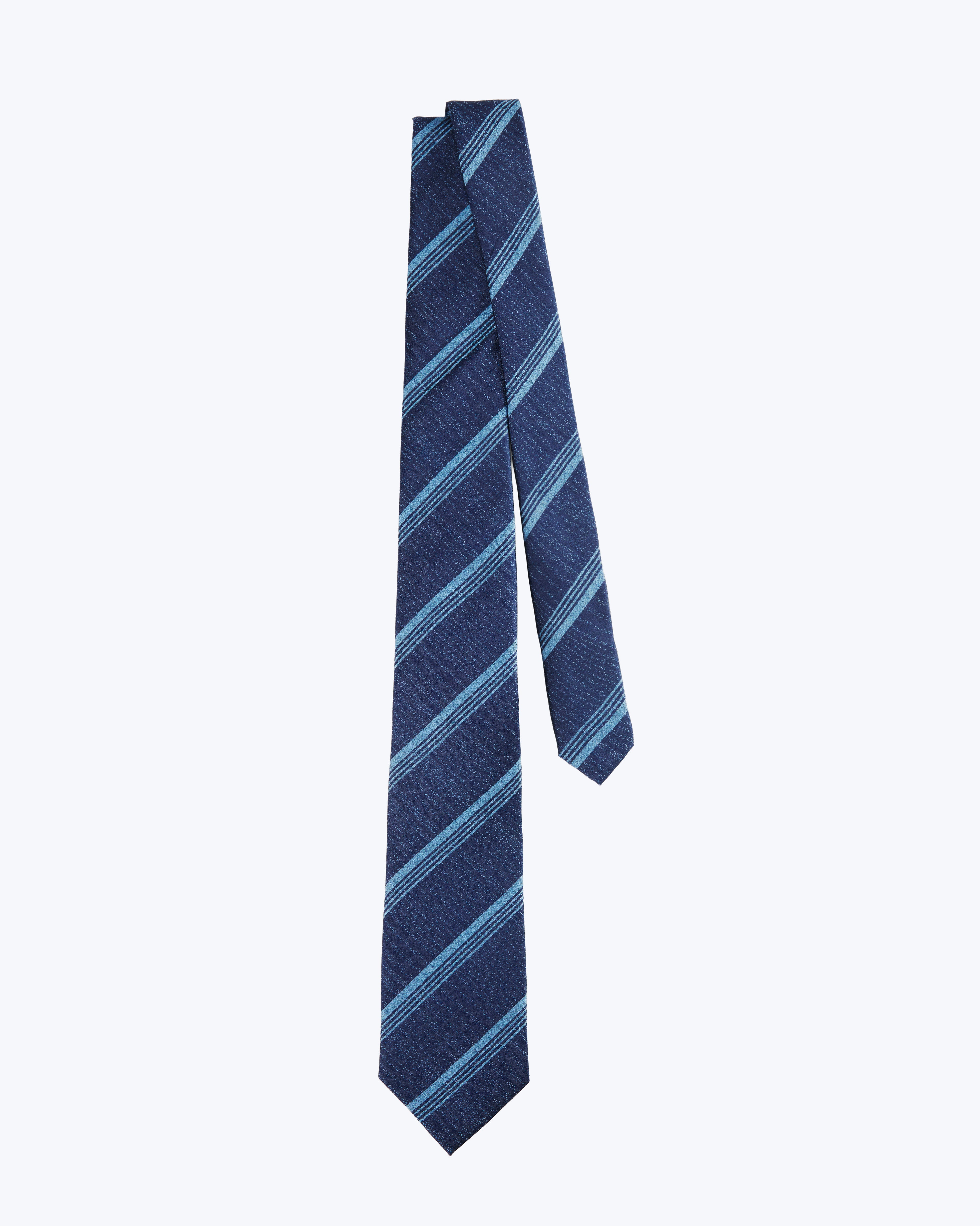 Triple-Striped Silk Jacquard Tie - Denim Blue