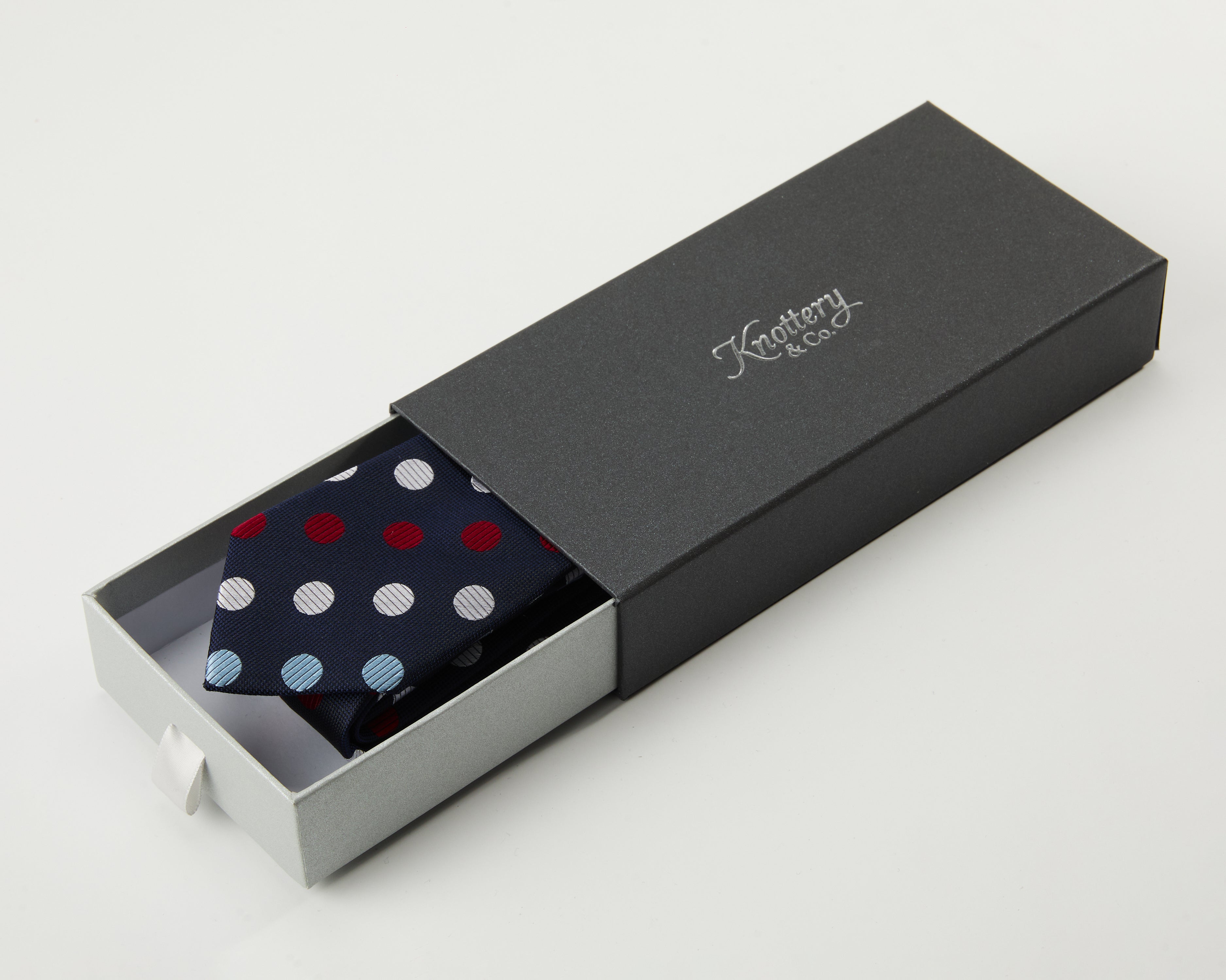 Tri-Color Dot Navy Silk Tie - KNOTTERY & CO. Silk Tie